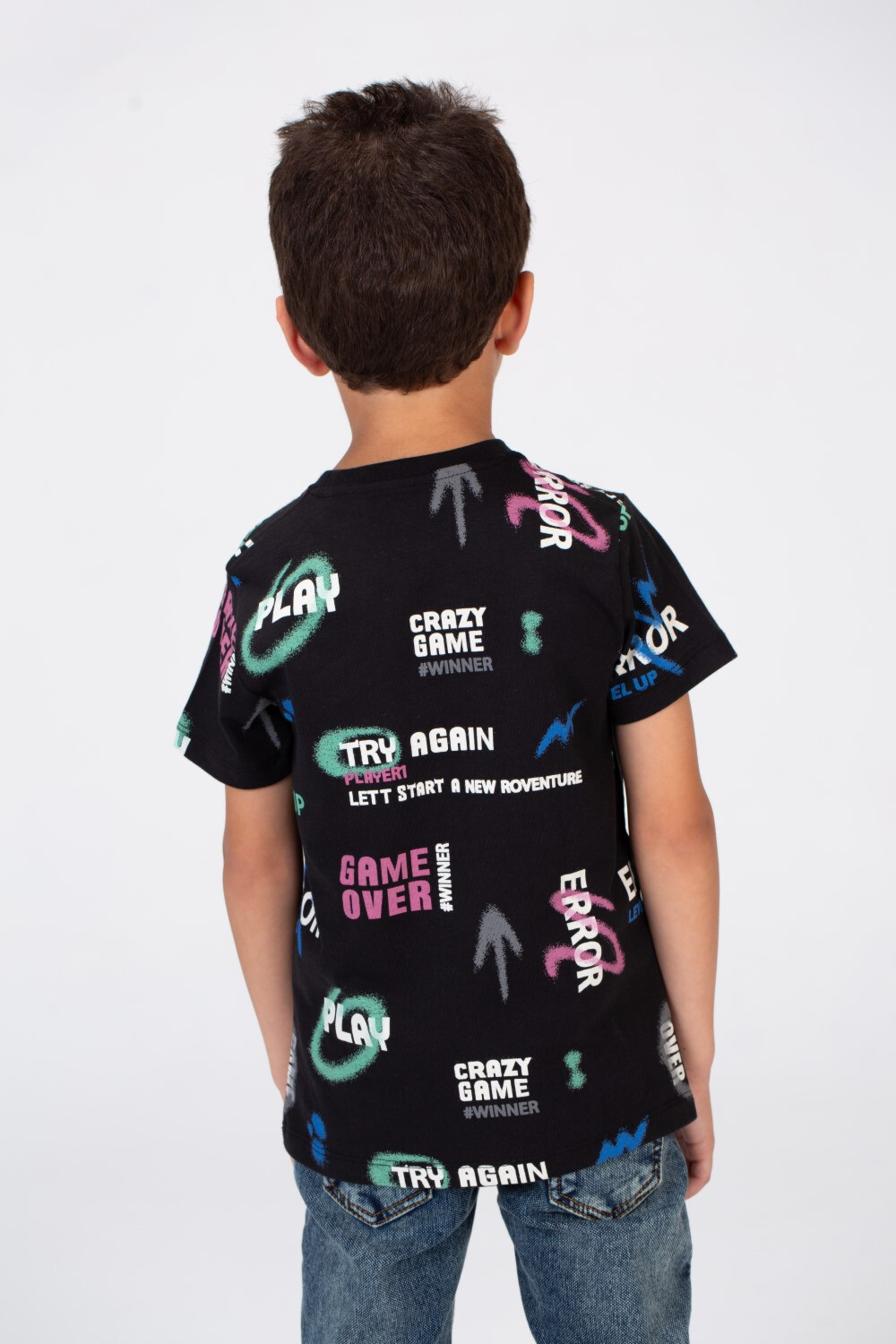Boys Half Sleeves T-shirt With A Round Neck And Full Print