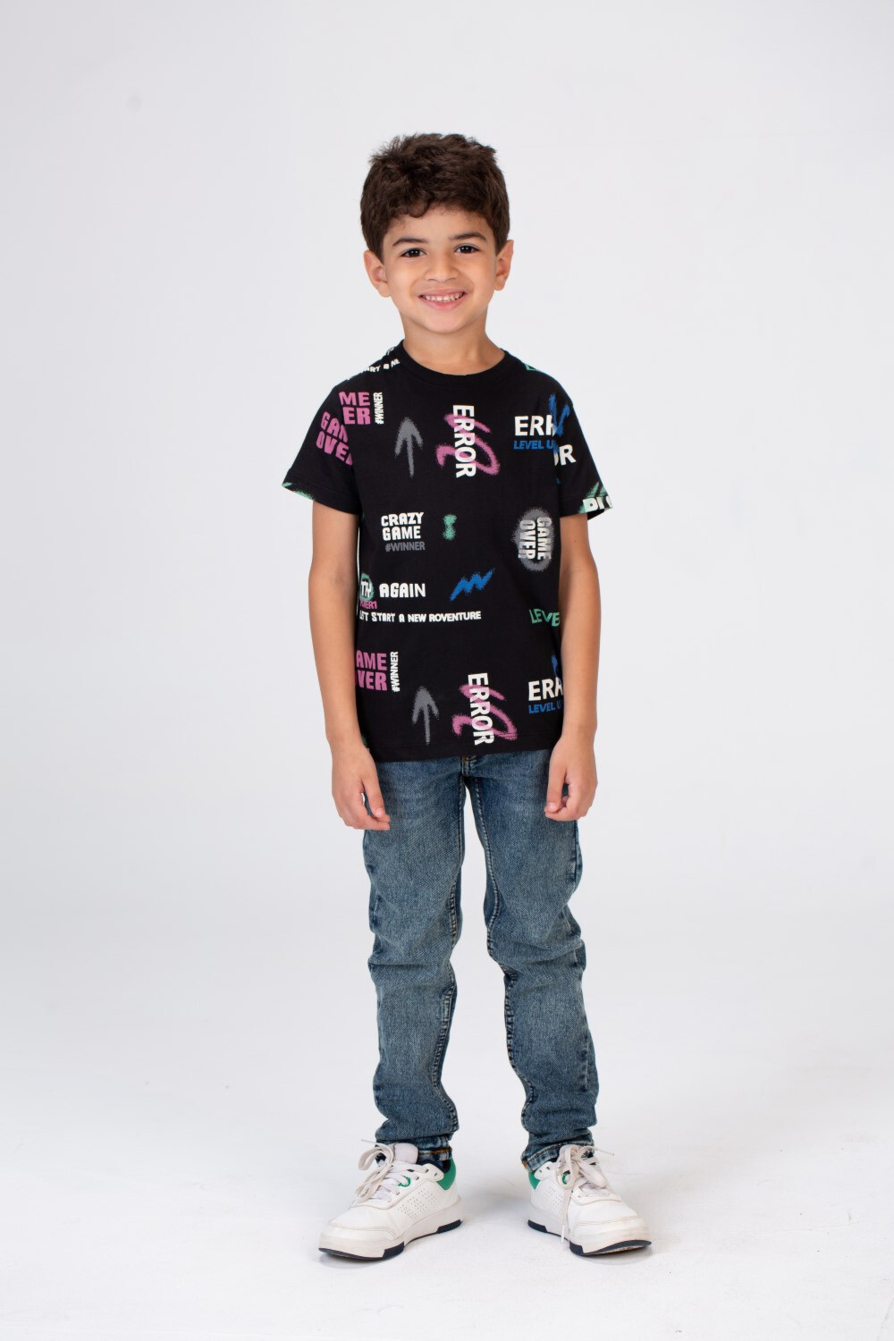 Boys Half Sleeves T-shirt With A Round Neck And Full Print