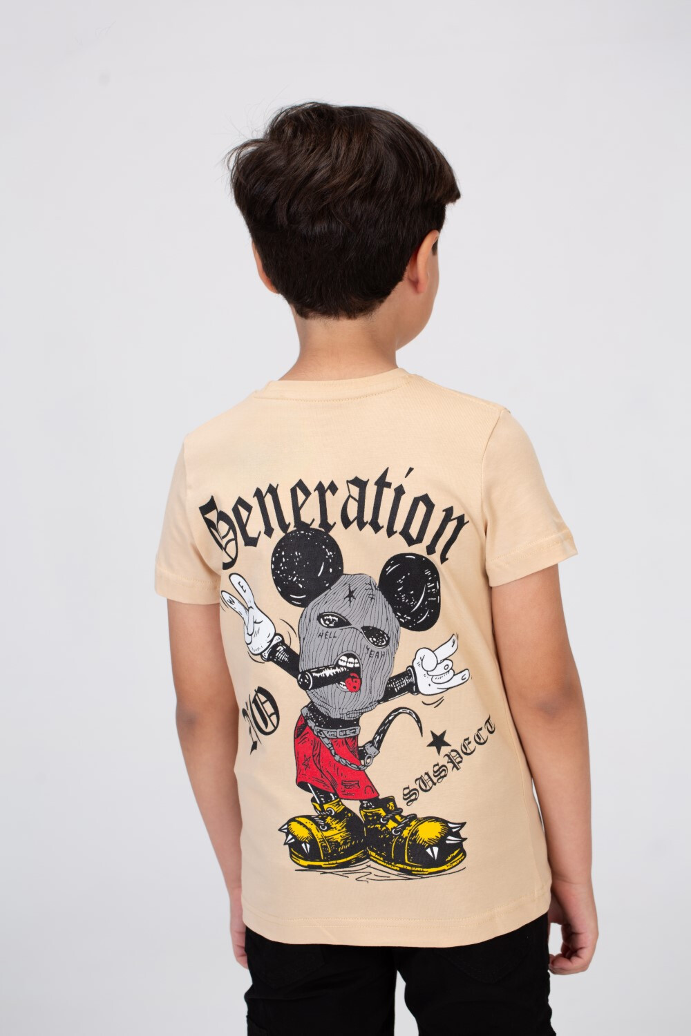 Boy's Crew Neck Short Sleeve Front&Back Printed T-Shirt