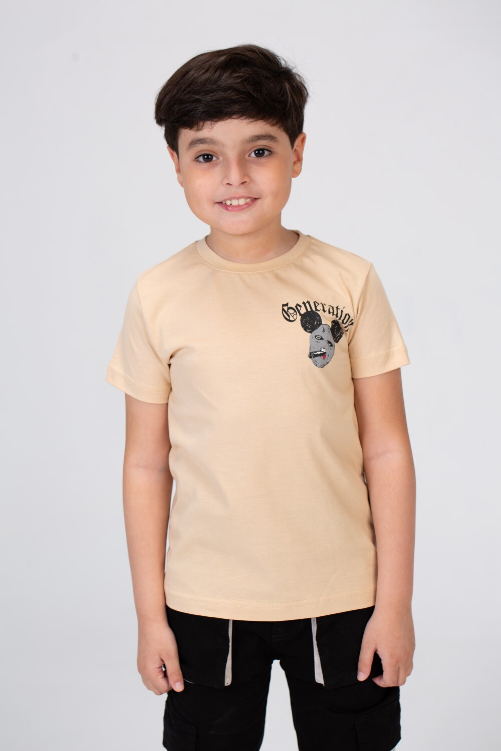 Boy's Crew Neck Short Sleeve Front&Back Printed T-Shirt