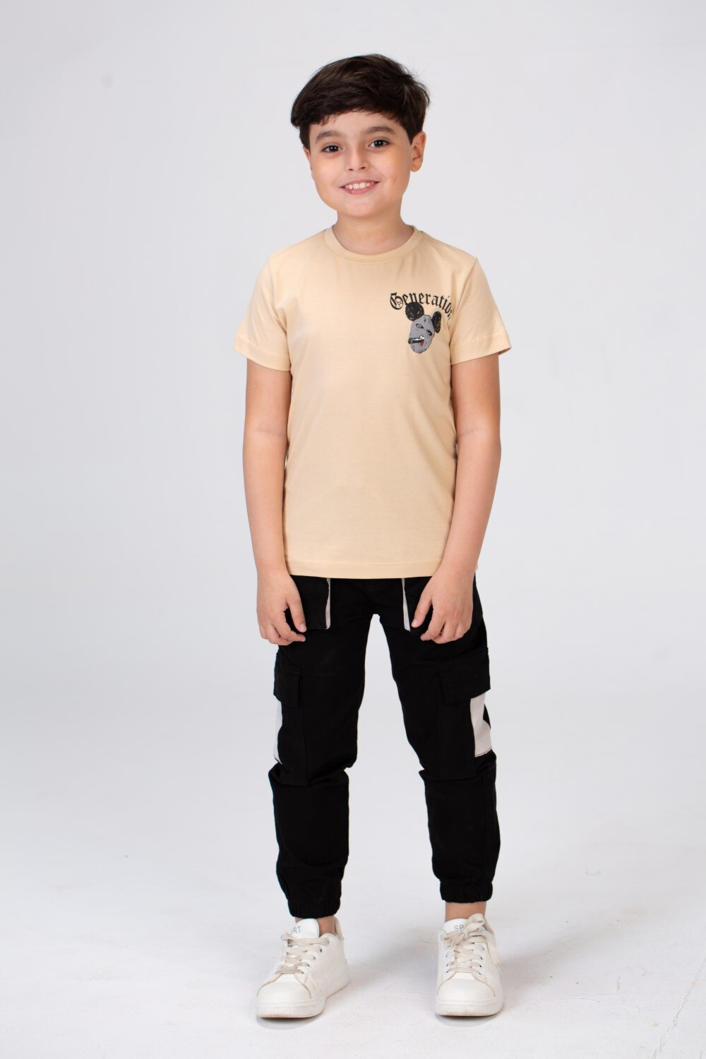 Boy's Crew Neck Short Sleeve Front&Back Printed T-Shirt