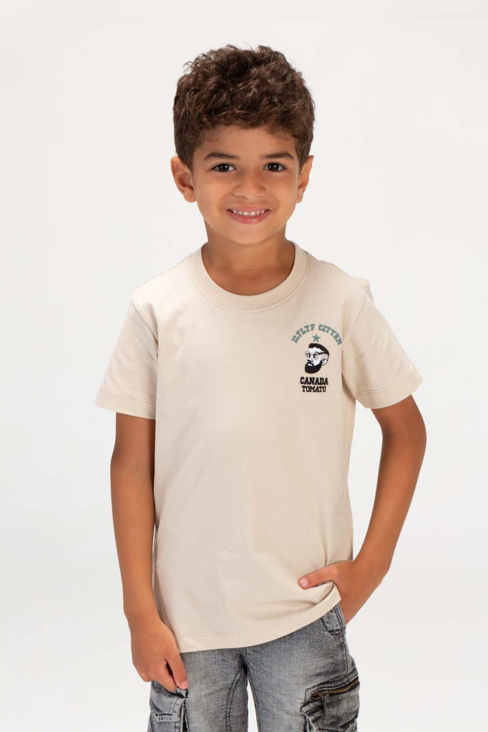 Boys Tomato Round T-shirt With Front And Back Print Half Sleeves