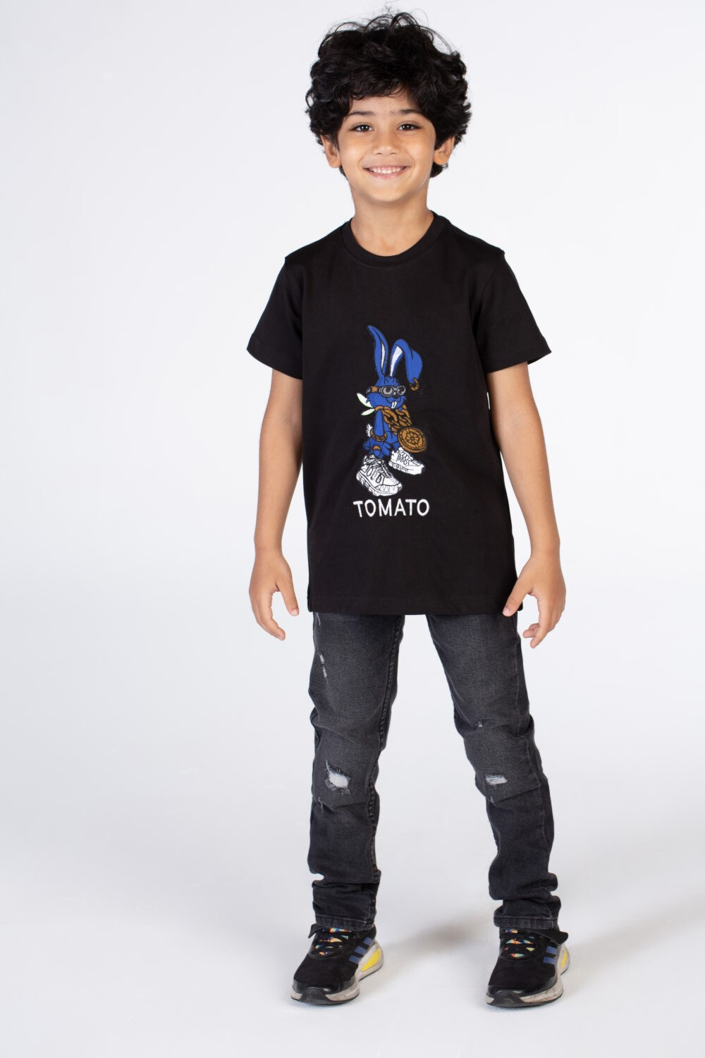 Boys Casual T-shirt With Tomato Print On The Front And A Round Neck