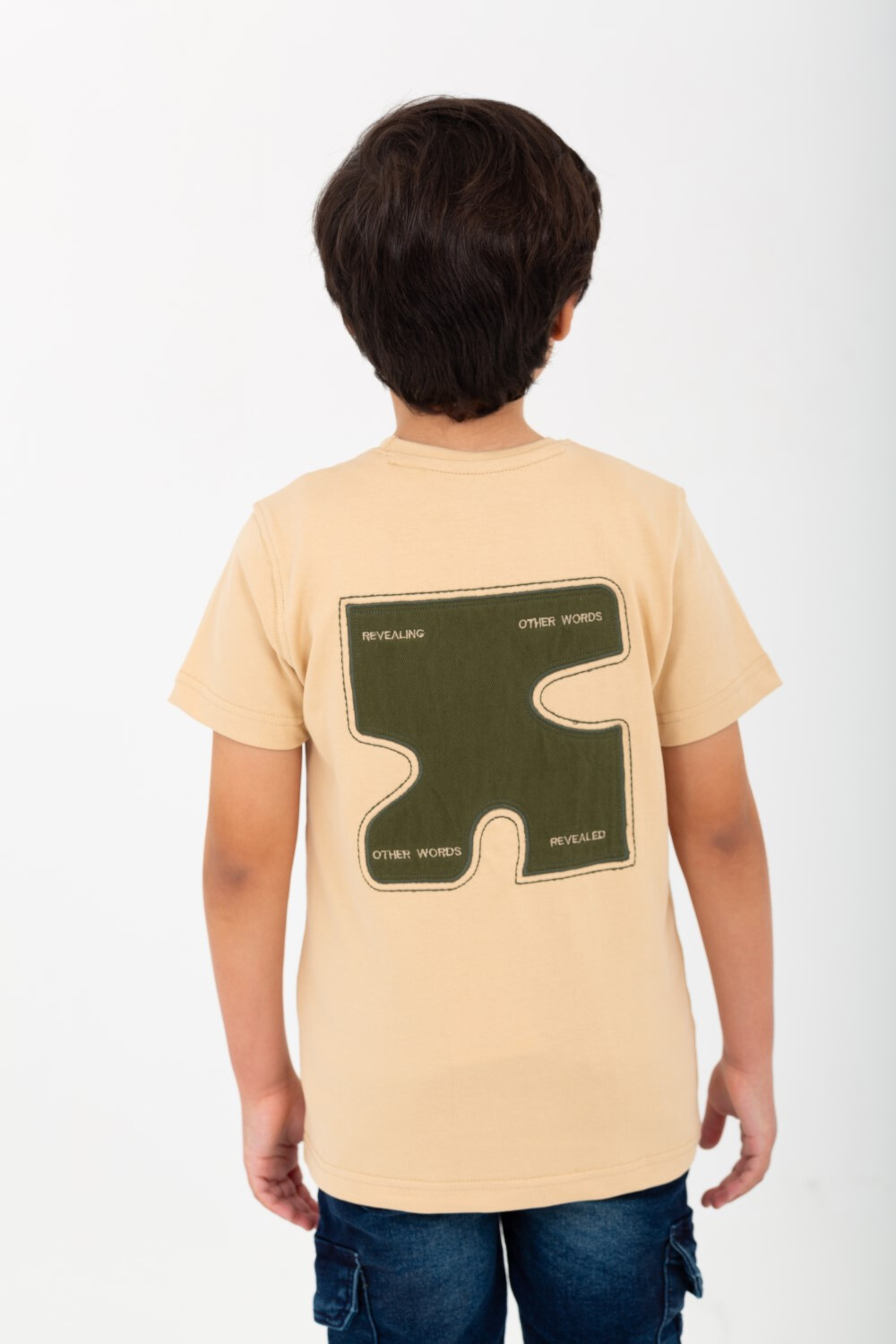 Boys' Half-Sleeve Crew-Neck T-shirt With Front And Back Print
