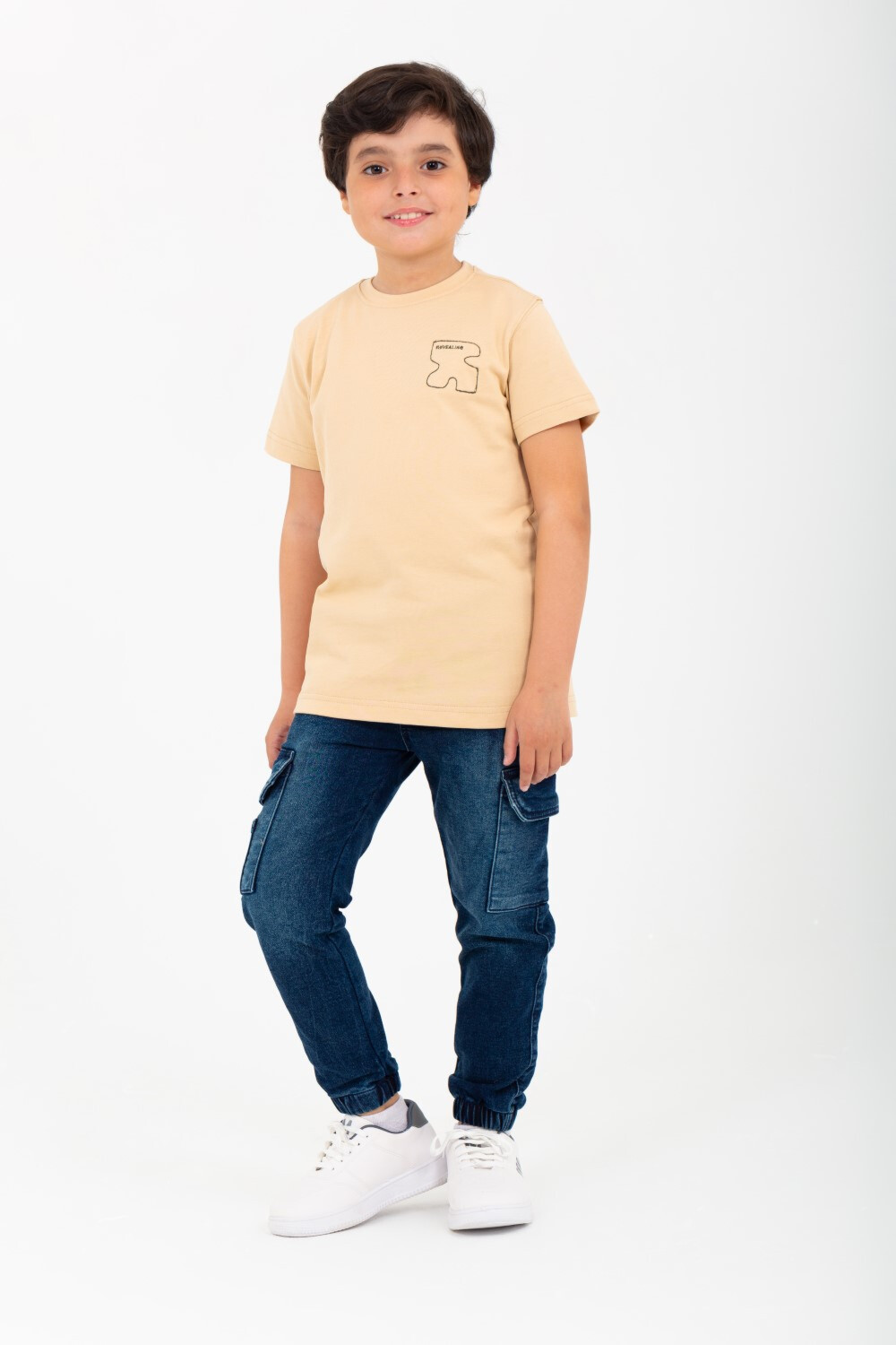 Boys' Half-Sleeve Crew-Neck T-shirt With Front And Back Print