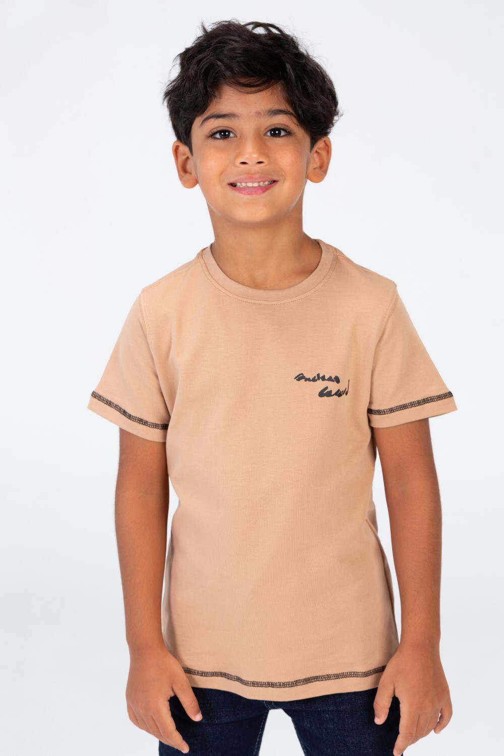 Boys' Short Sleeves Round Neck T-shirt Made Of Summer Melton Material