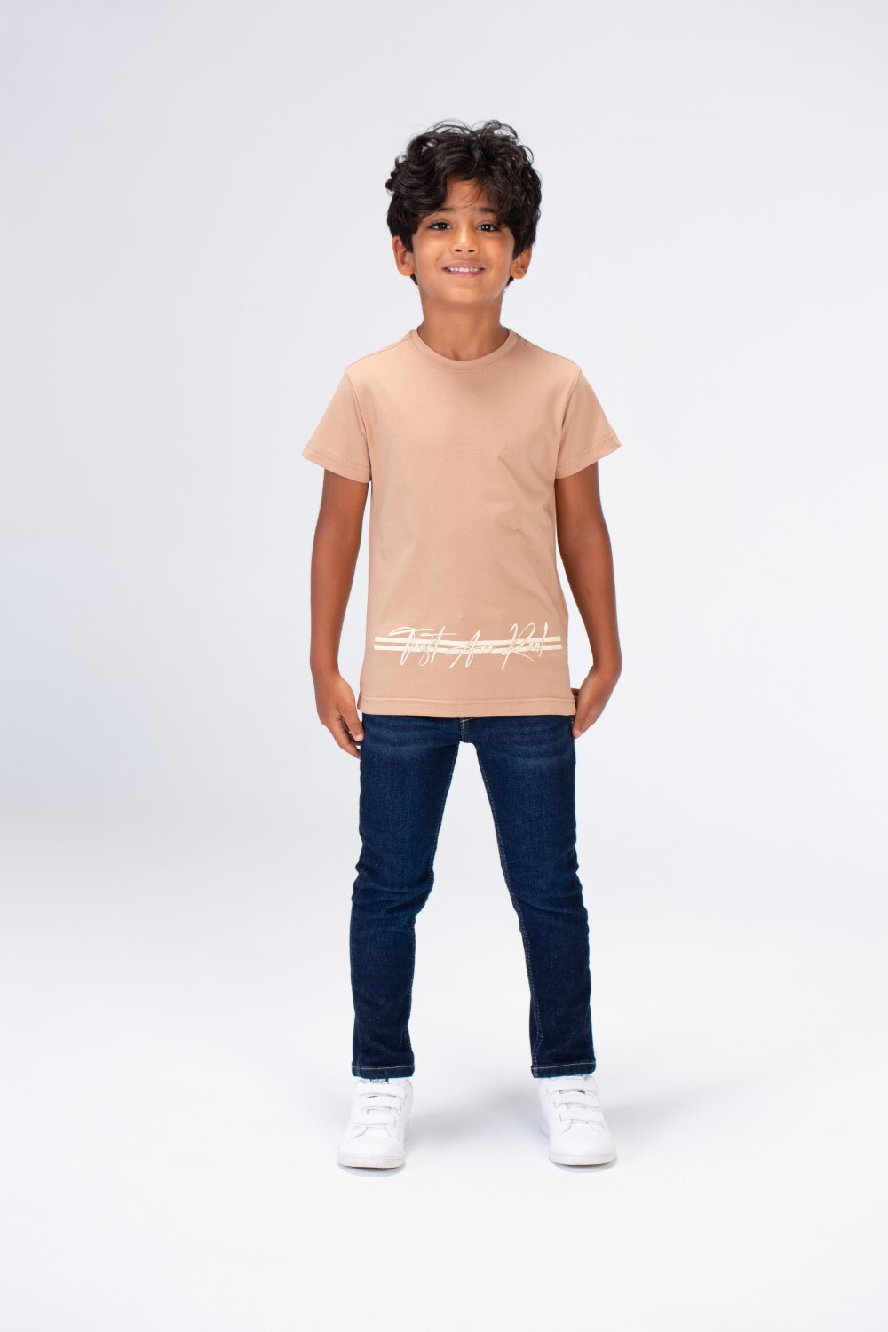 Boys Round Neck Half Sleeves T-shirt With Print On The Front And Back