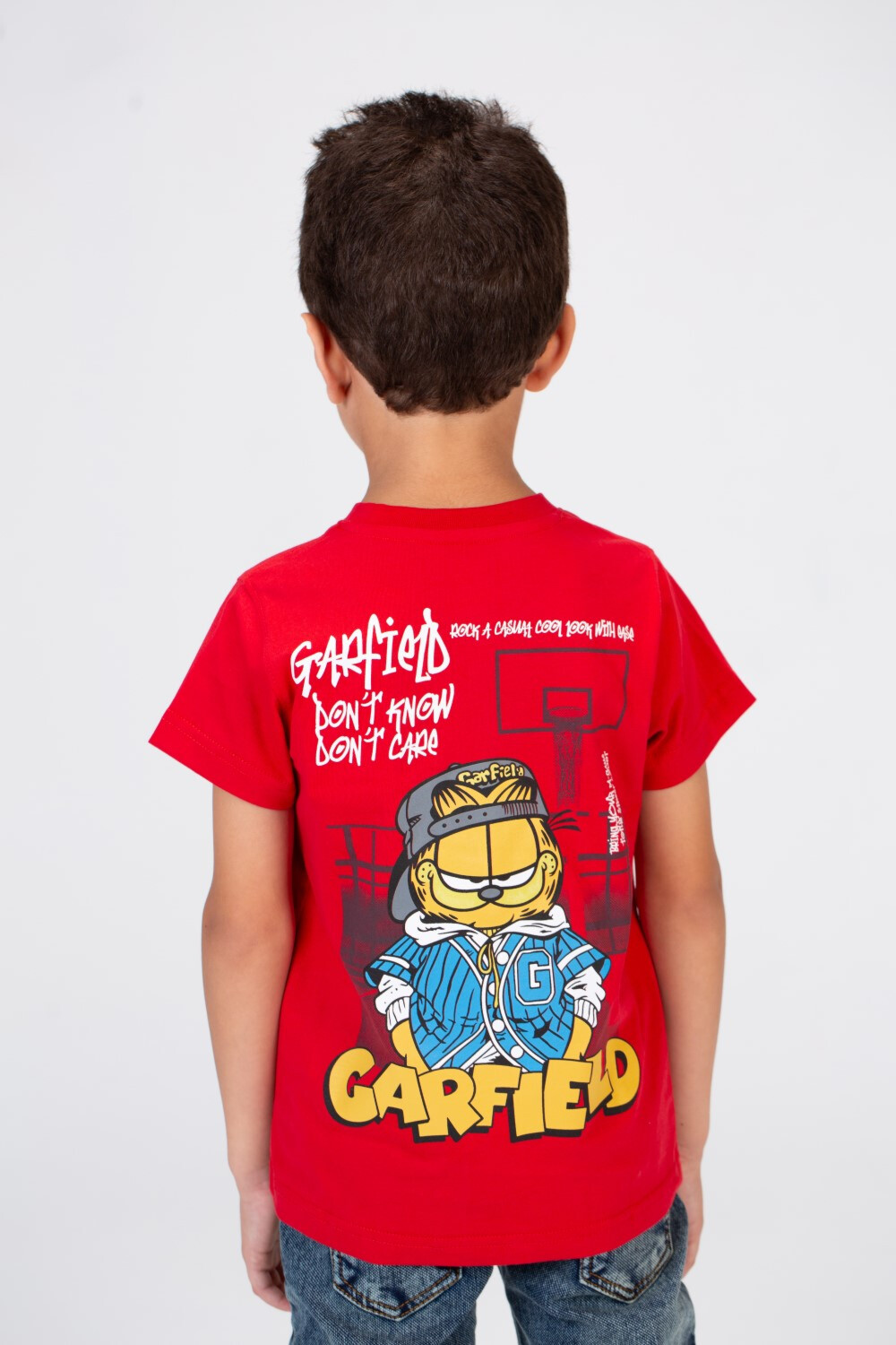 Boys Half Sleeves T-shirt With A Round Neck And Front And Back Print