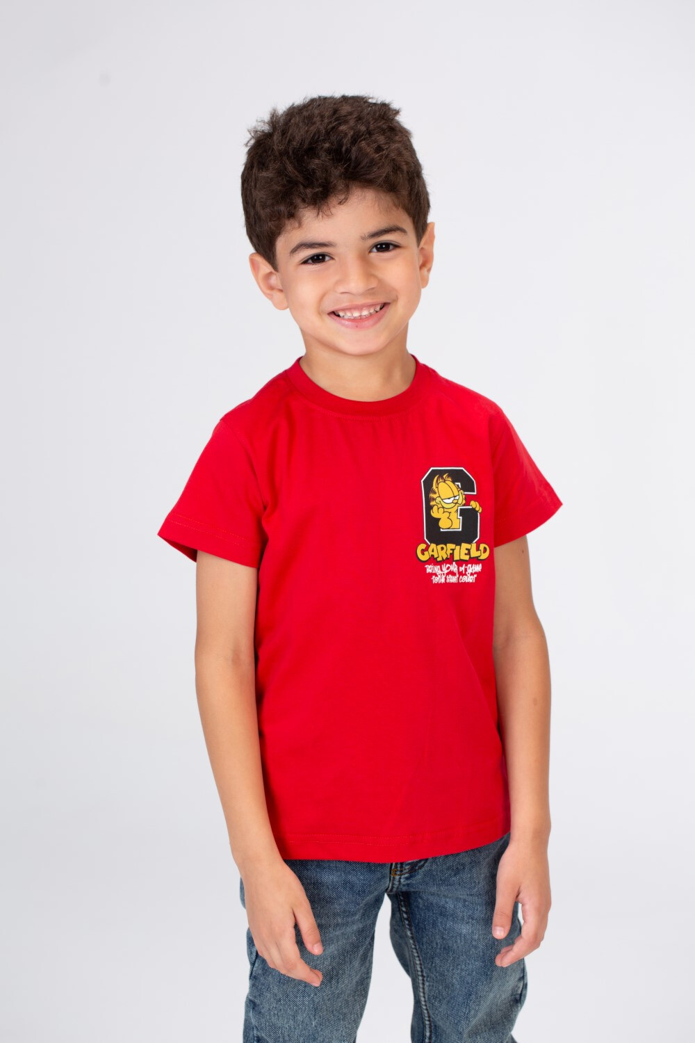 Boys Half Sleeves T-shirt With A Round Neck And Front And Back Print