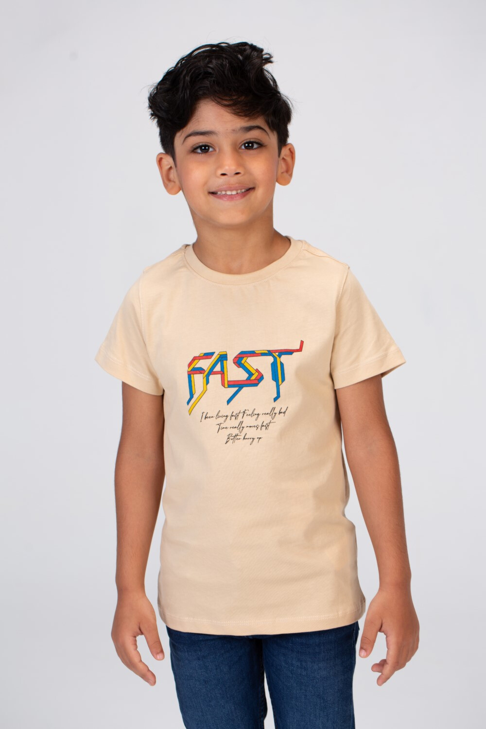 Boys T-shirt With Short Sleeves And A Fast Print On The Front And Back