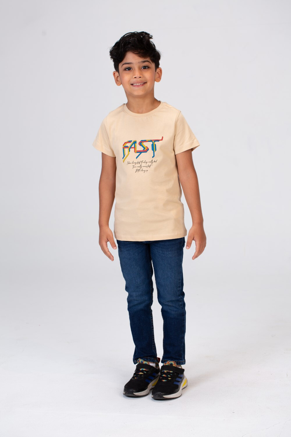 Boys T-shirt With Short Sleeves And A Fast Print On The Front And Back