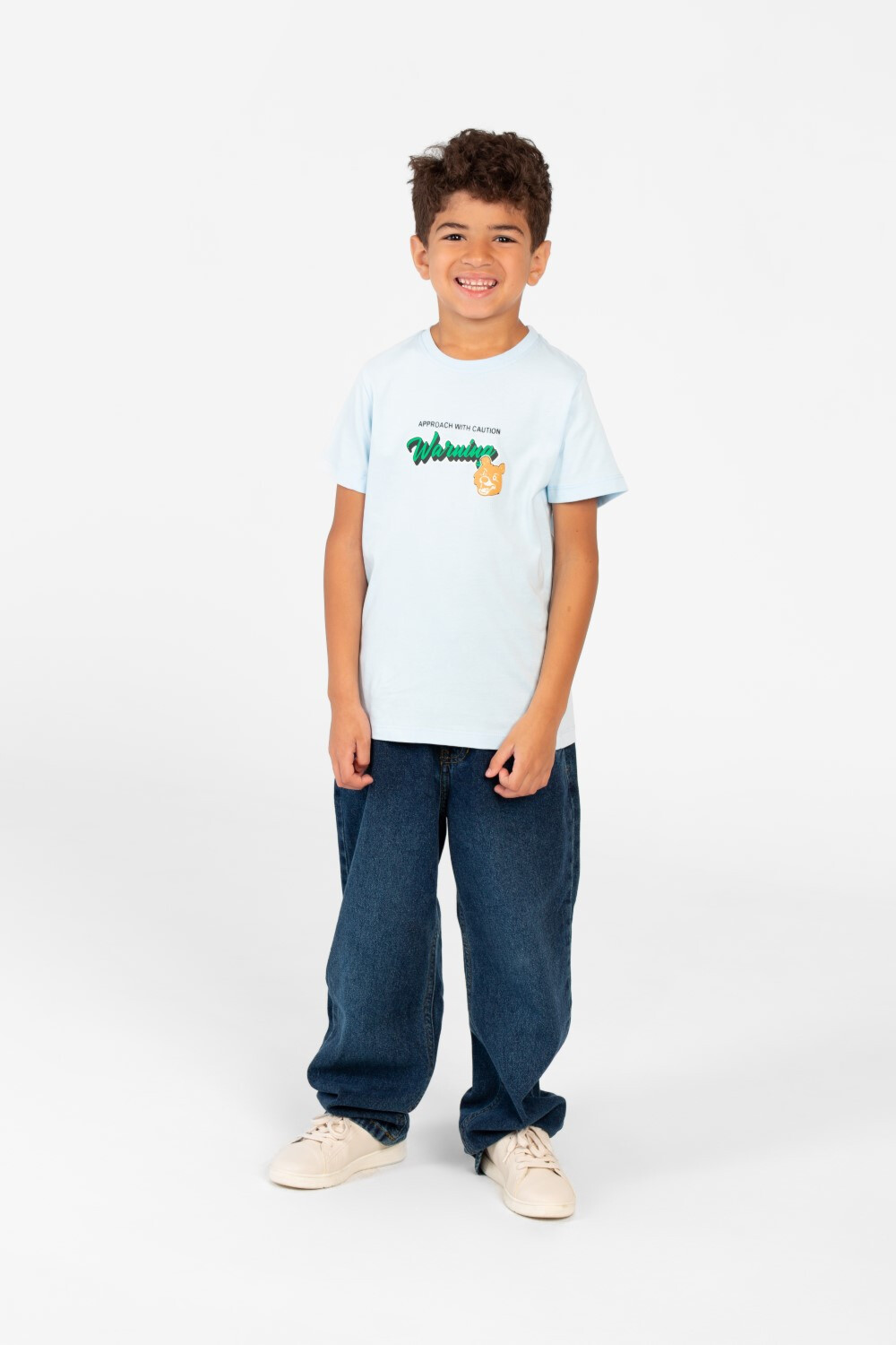 Boy's Graphic Print Crew Neck Half Sleeve T-Shirt-1