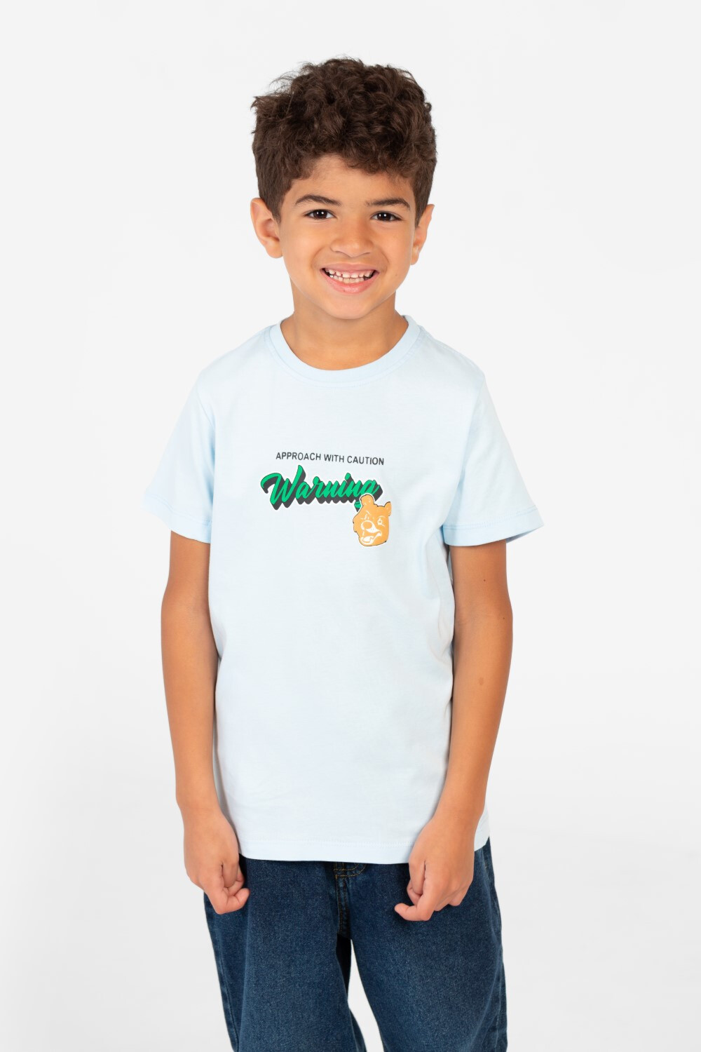Boy's Graphic Print Crew Neck Half Sleeve T-Shirt-1