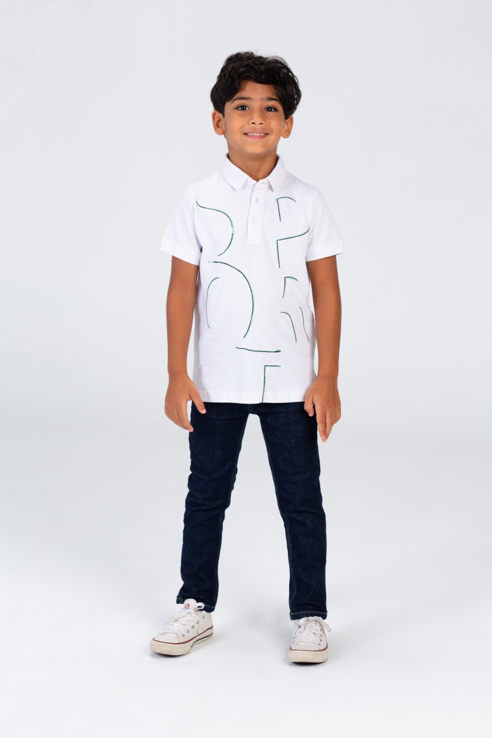 Boys Polo Half Sleeves T-shirt Printed On The Front Made Of Comfortable Pika Material