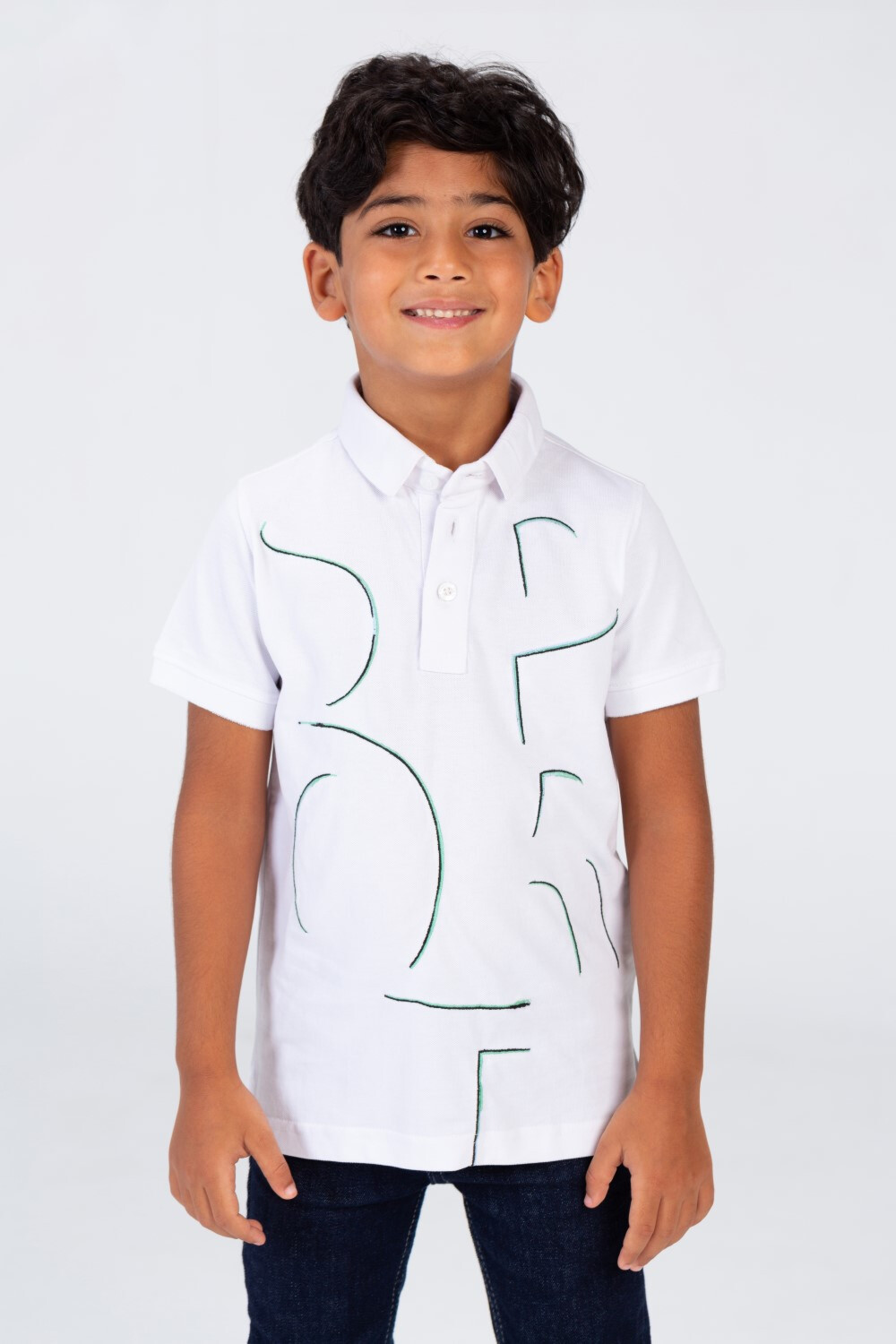 Boys Polo Half Sleeves T-shirt Printed On The Front Made Of Comfortable Pika Material