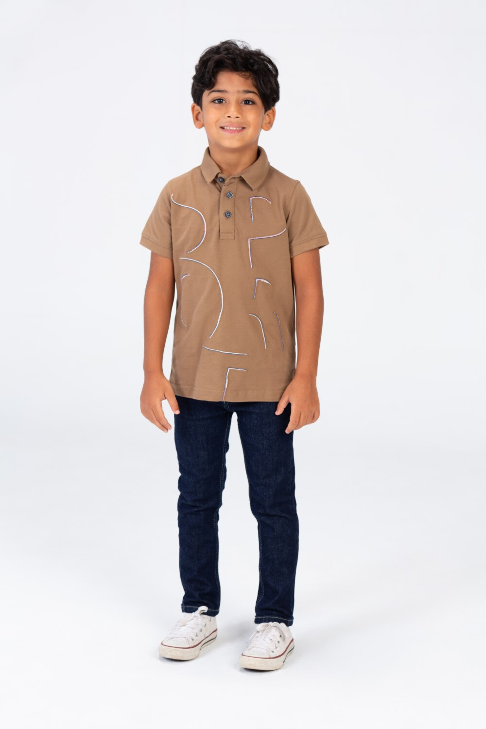 Boys Polo Half Sleeves T-shirt Printed On The Front Made Of Comfortable Pika Material