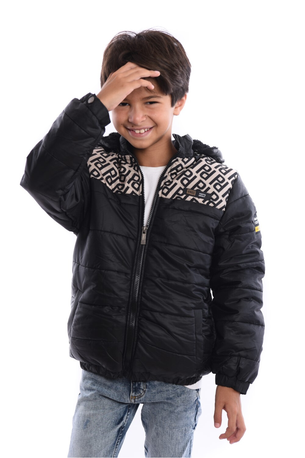 Boy's Full Zipper Casual Padded Waterproof Jacket With Side Pocket