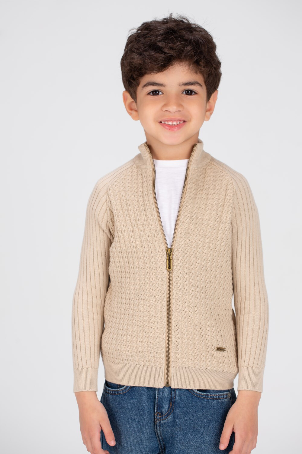 Boy's Slim Fit Full Zipper Padded Basic Wool Pullover With Unique Style