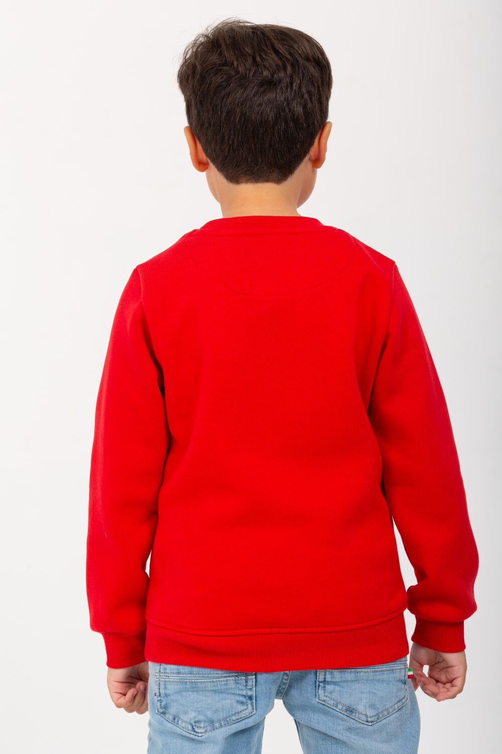 Boy's Rounded Neck Padded With Unqiue Modern Front Tomato Design Sweatshirt