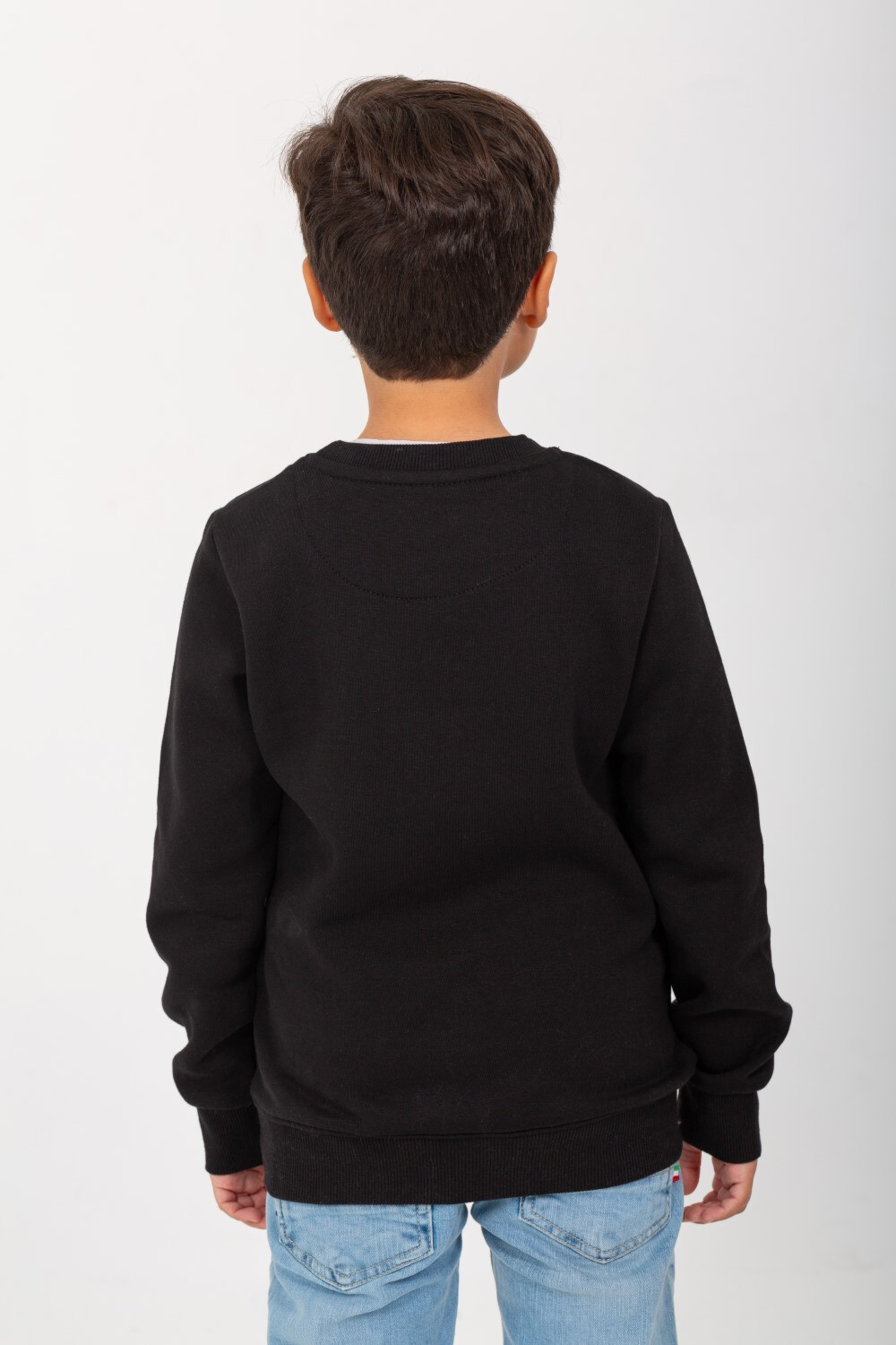 Boys Rounded Neck Padded Front Printed Sweatshirt