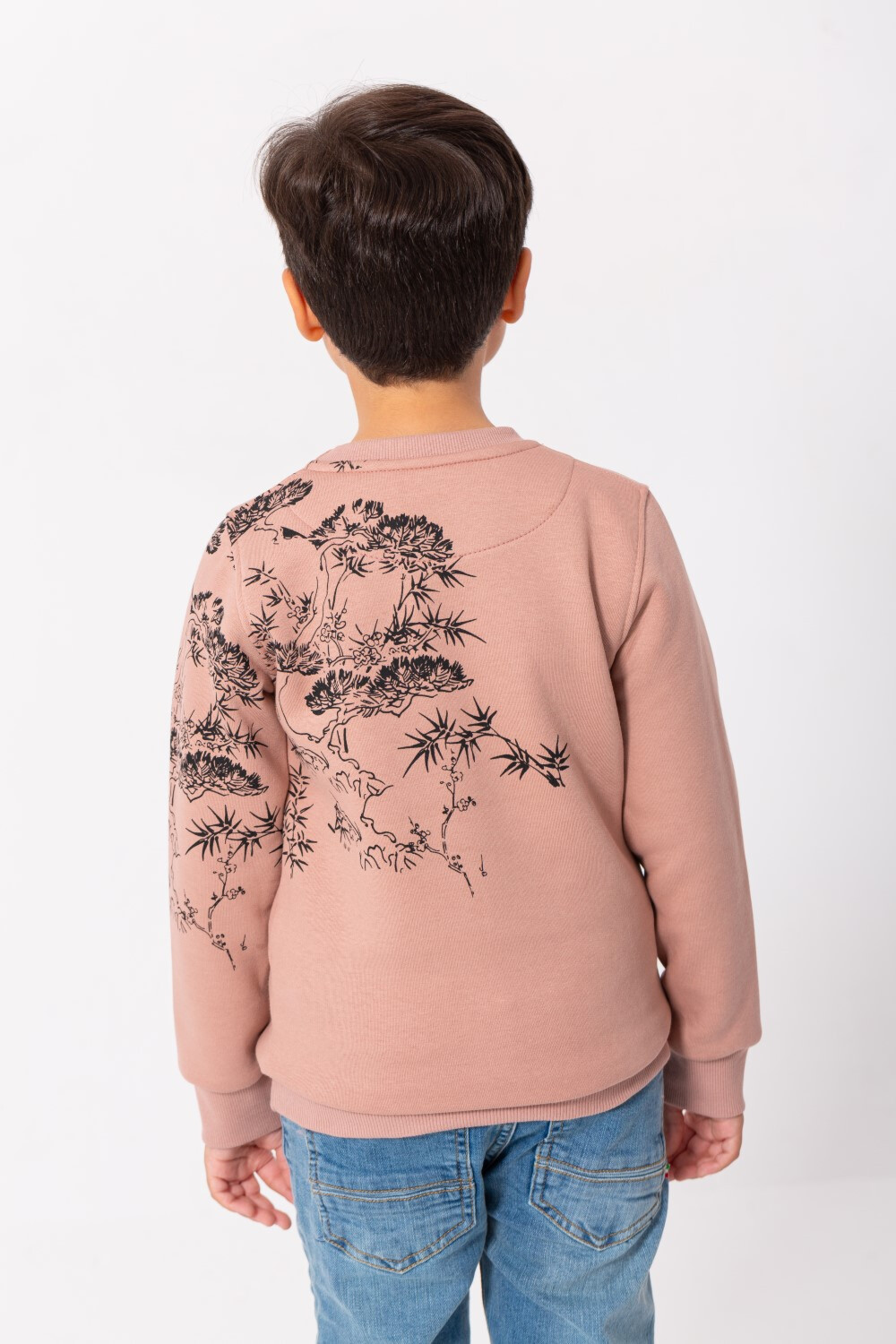 Boy's Rounded Neck Padded With Unqiue Modern Front & Back Printed Sweatshirt