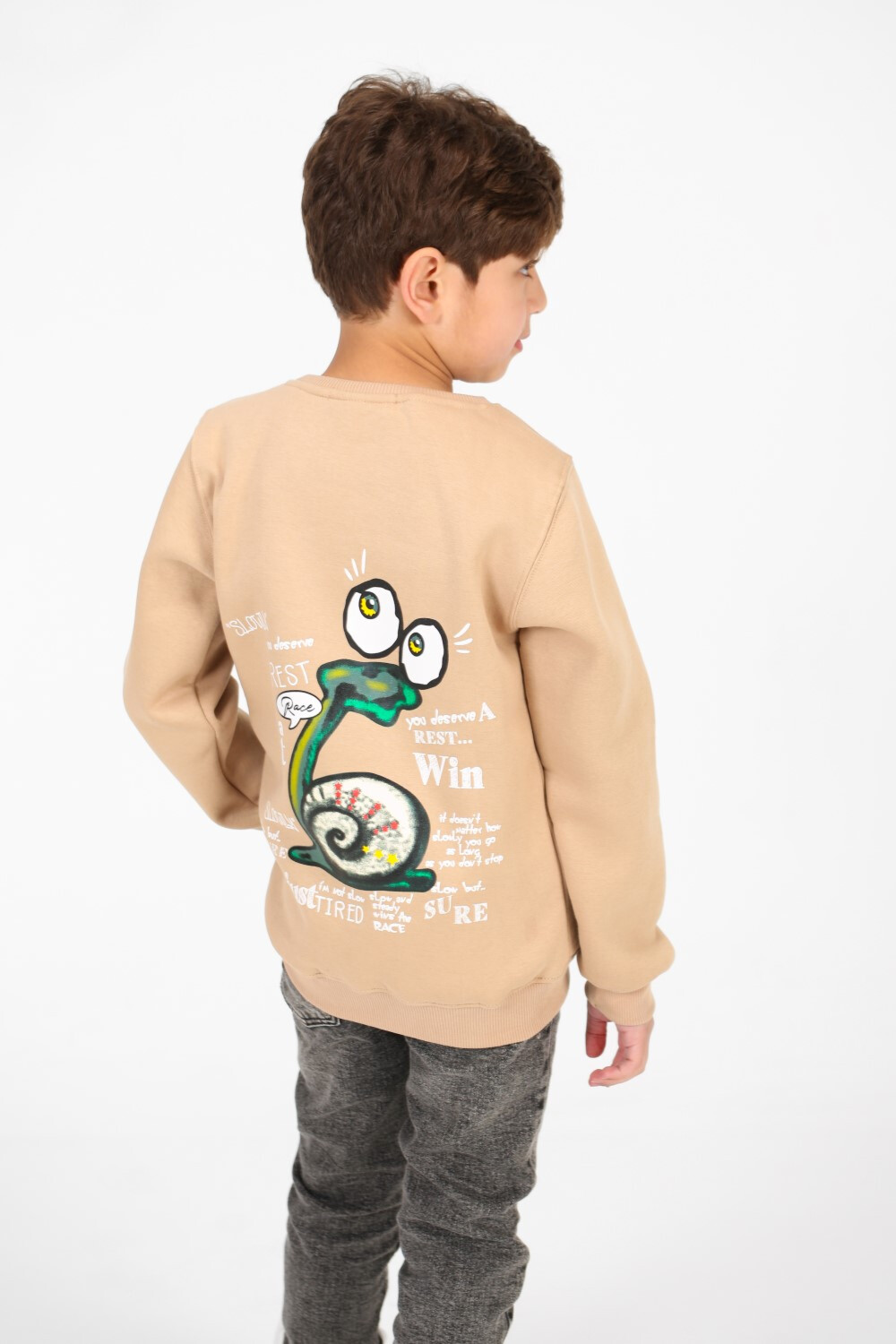Boy's Crew Neck Printed Melton Sweatshirt