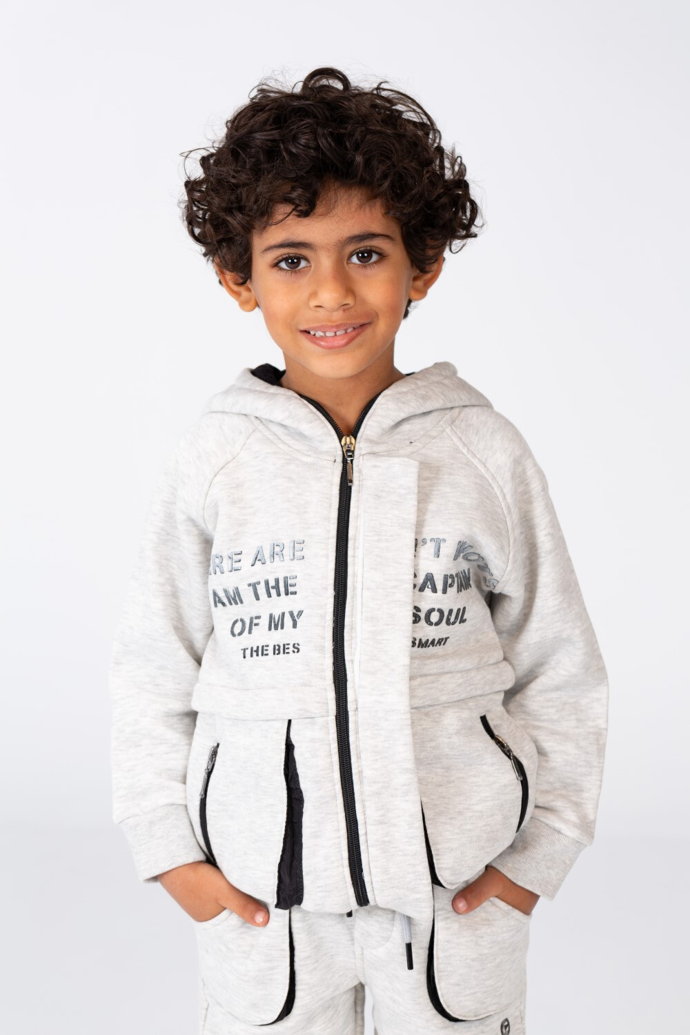 Boy's Padded Front & Sleeves Printed Made Of Comfort Melton Training With Front Pockets