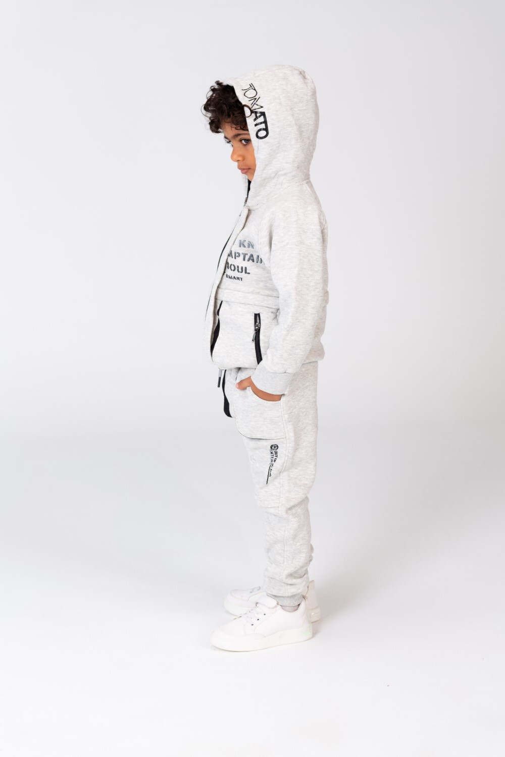 Boy's Padded Front & Sleeves Printed Made Of Comfort Melton Training With Front Pockets