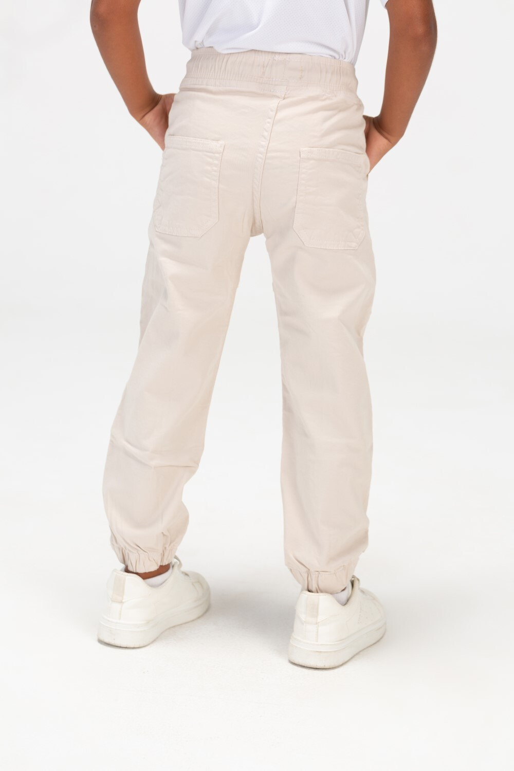 Boys Gabardine Sherwal Trousers With Elastic Waistband And Tomato Print On The Front
