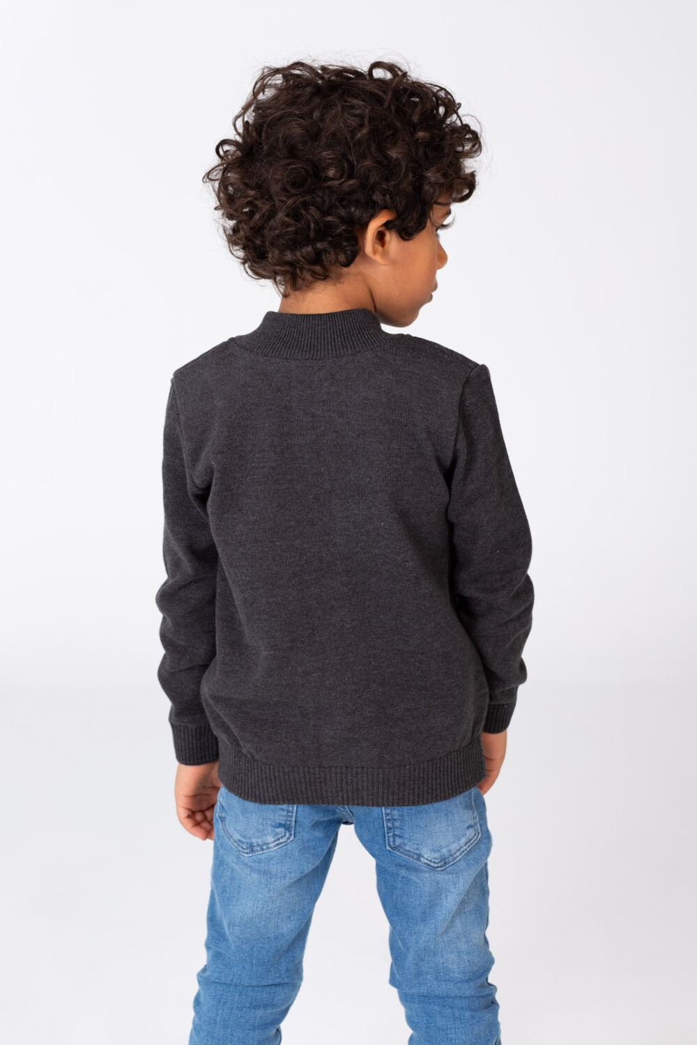 Boy's Round Neck Pullover With Tomato Print And A Zipper On The Front