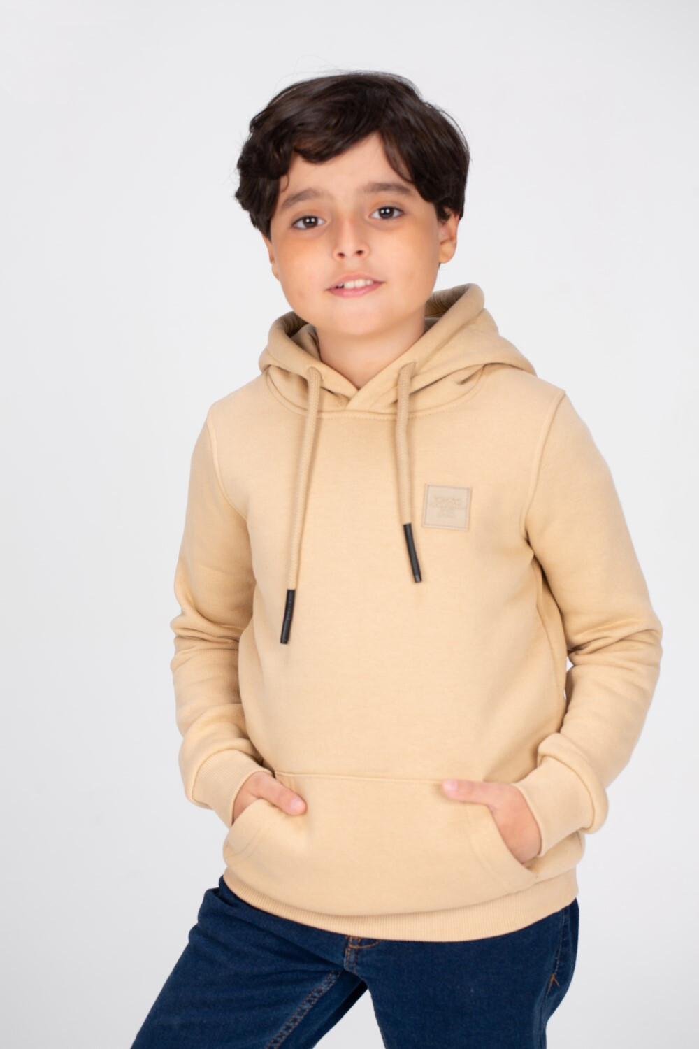 Boy's Slim Fit Hoodie Made Of Comfort Melton Padded Basic Sweatshirt