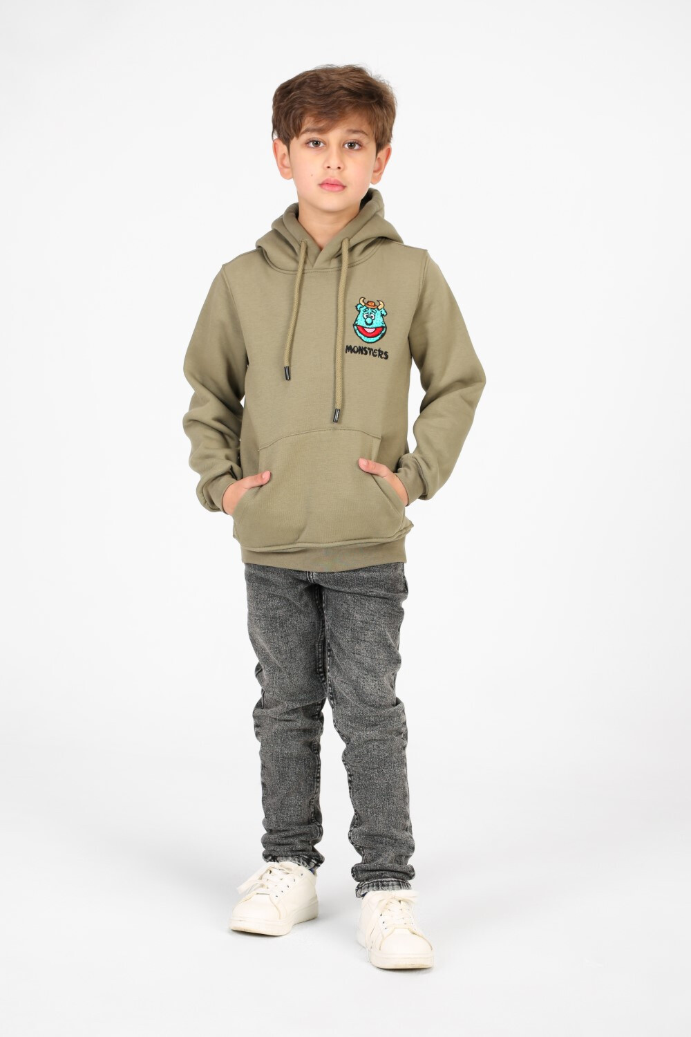 Boy's Front and Back Monsters Print Hoodie Sweatshirt