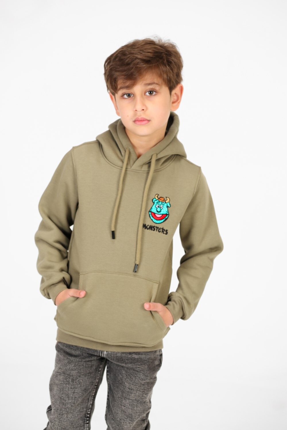 Boy's Front and Back Monsters Print Hoodie Sweatshirt