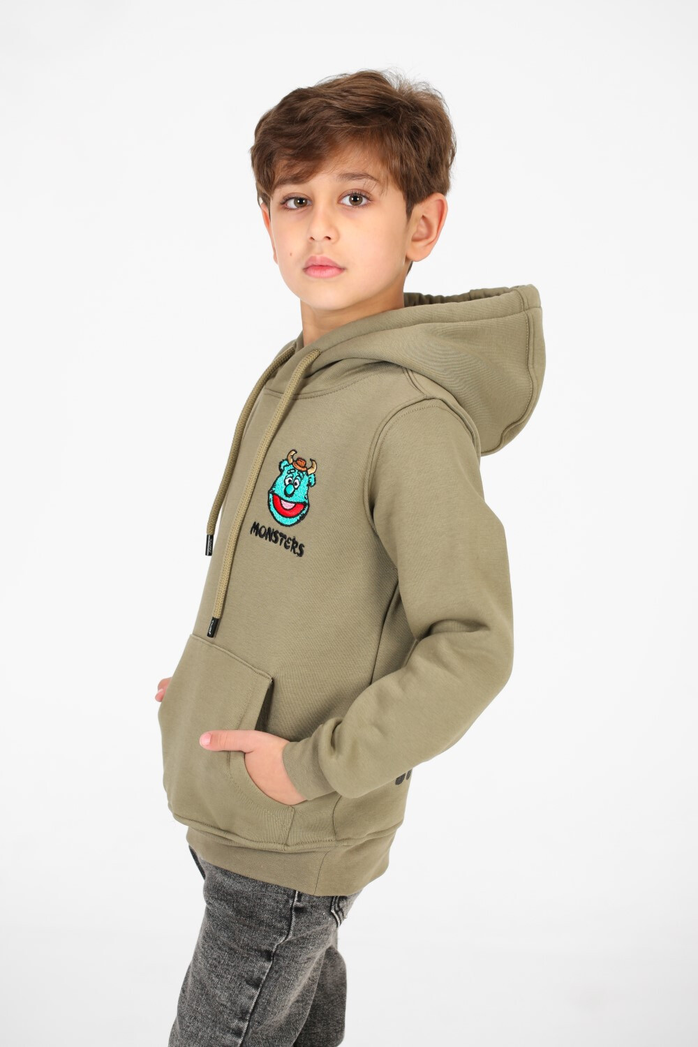 Boy's Front and Back Monsters Print Hoodie Sweatshirt