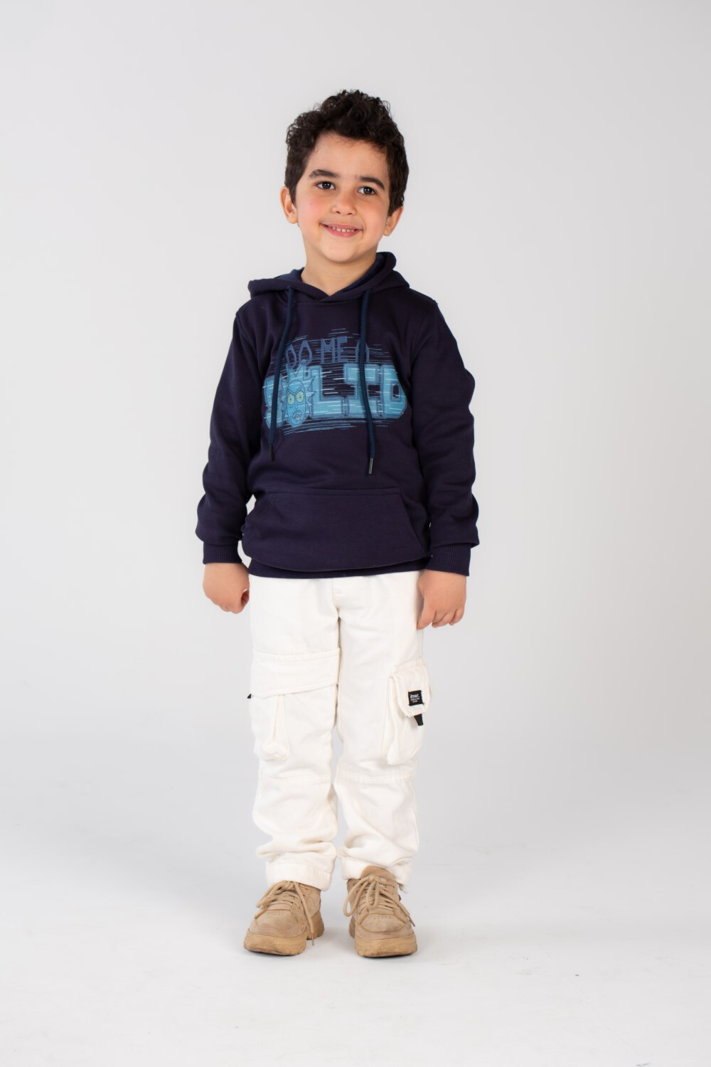 Boy's Hoodie Padded With Front & Back Print Hooded Sweatshirt