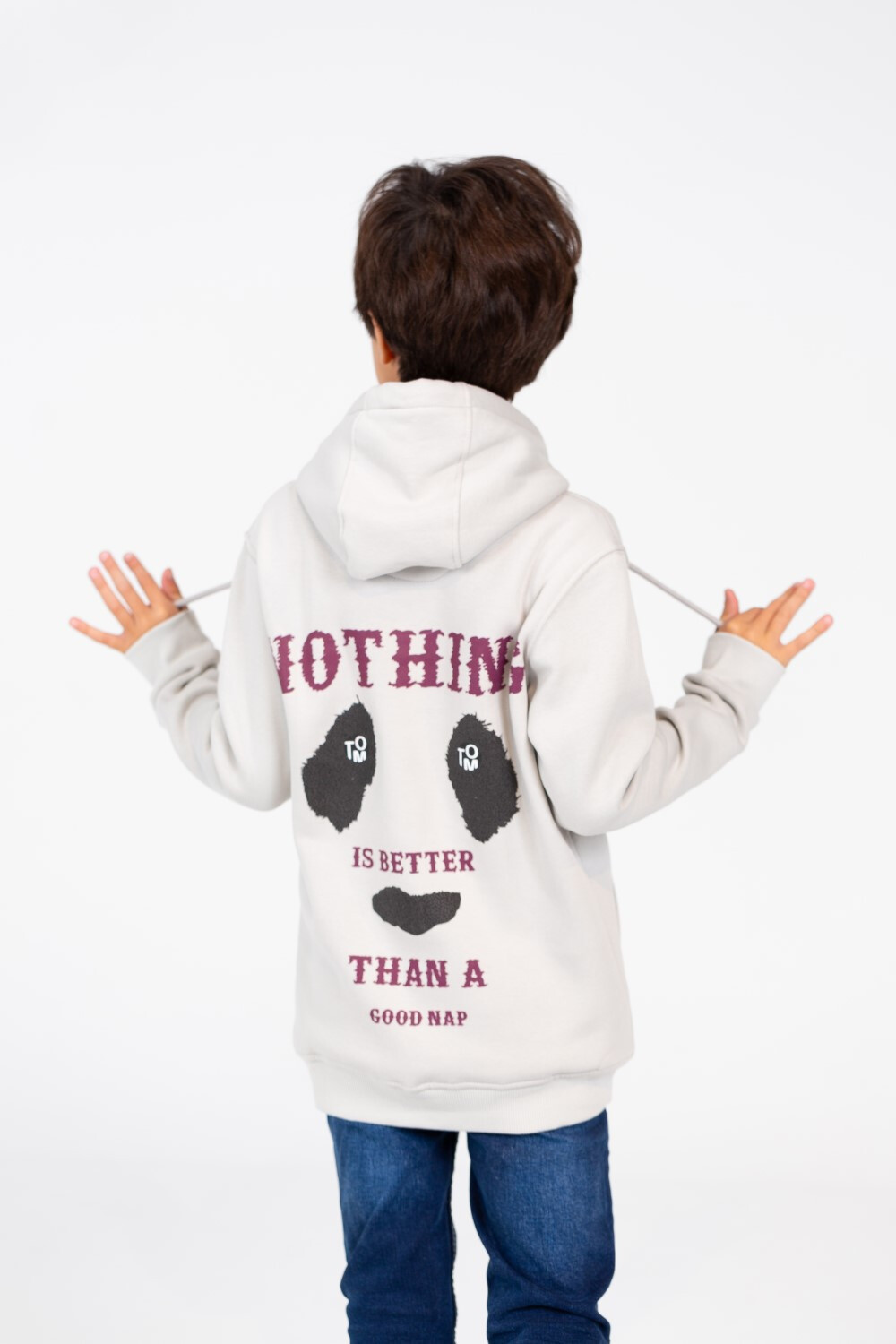 Boy's Panda Print Hooded Sweatshirt