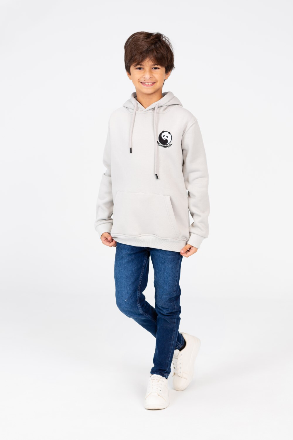 Boy's Panda Print Hooded Sweatshirt