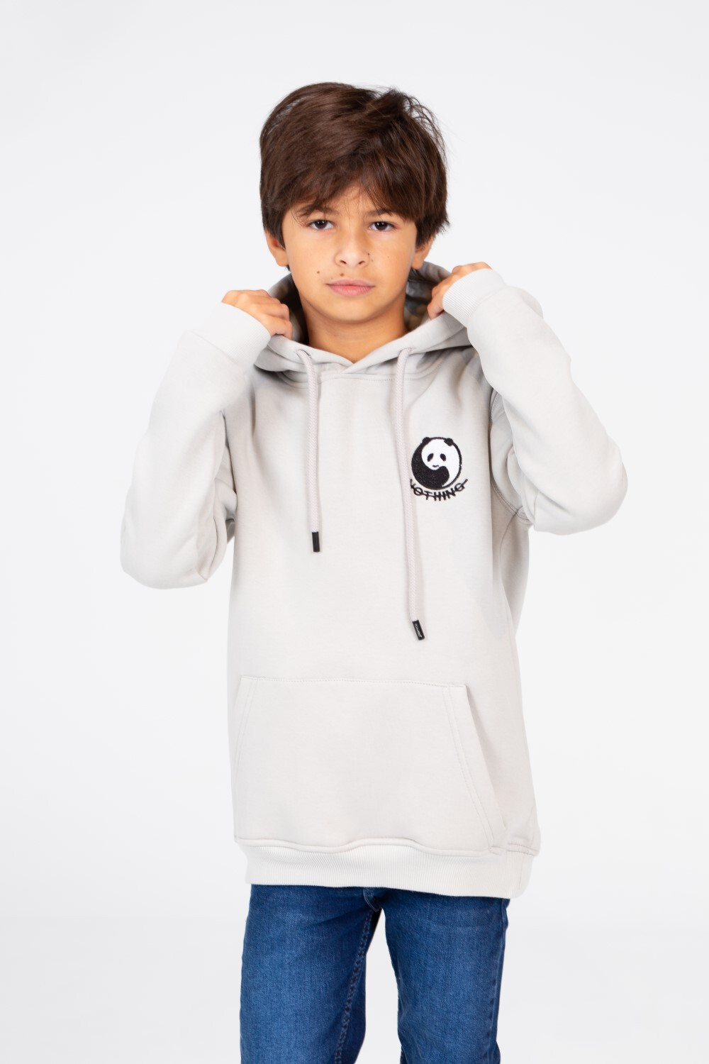 Boy's Panda Print Hooded Sweatshirt
