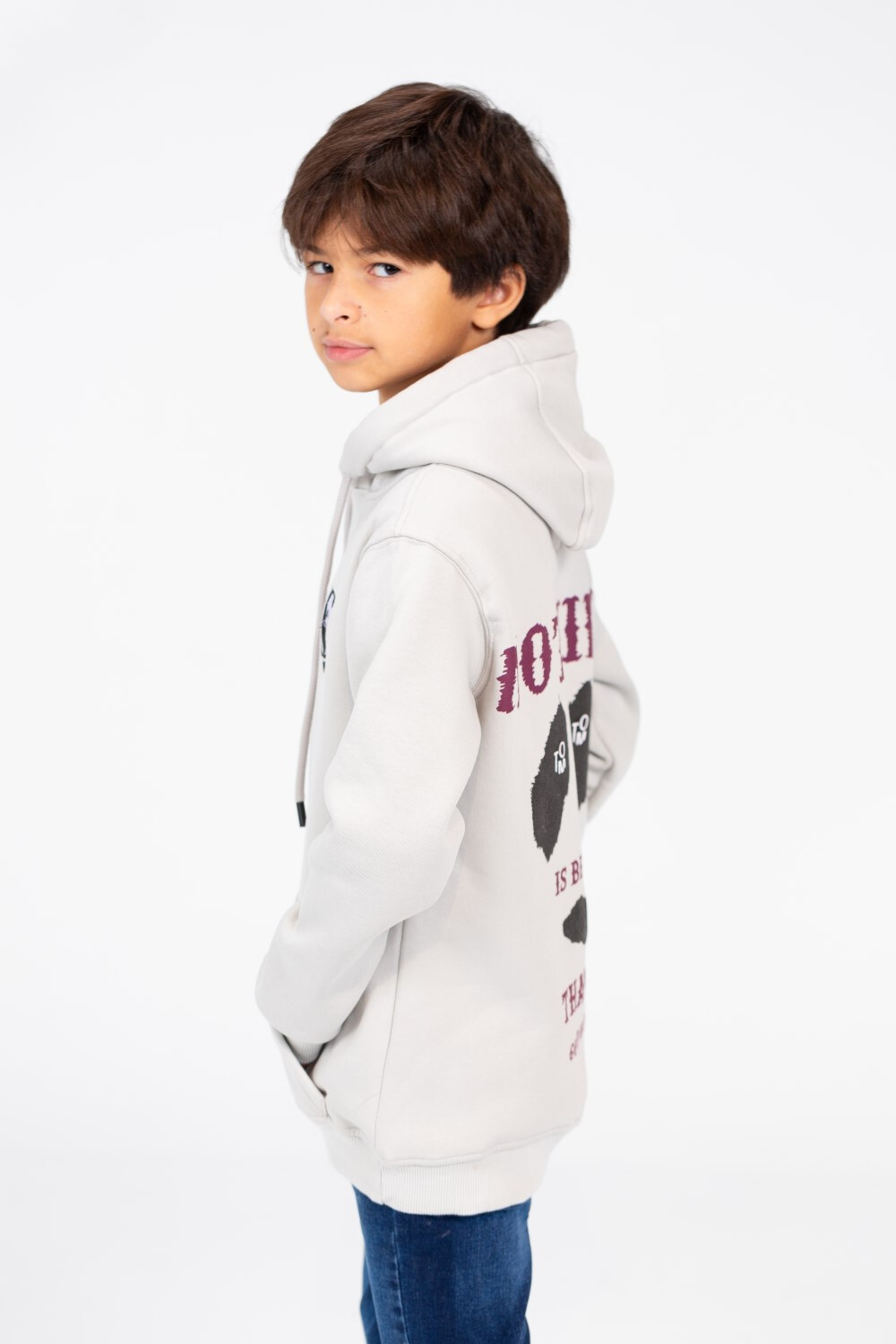 Boy's Panda Print Hooded Sweatshirt