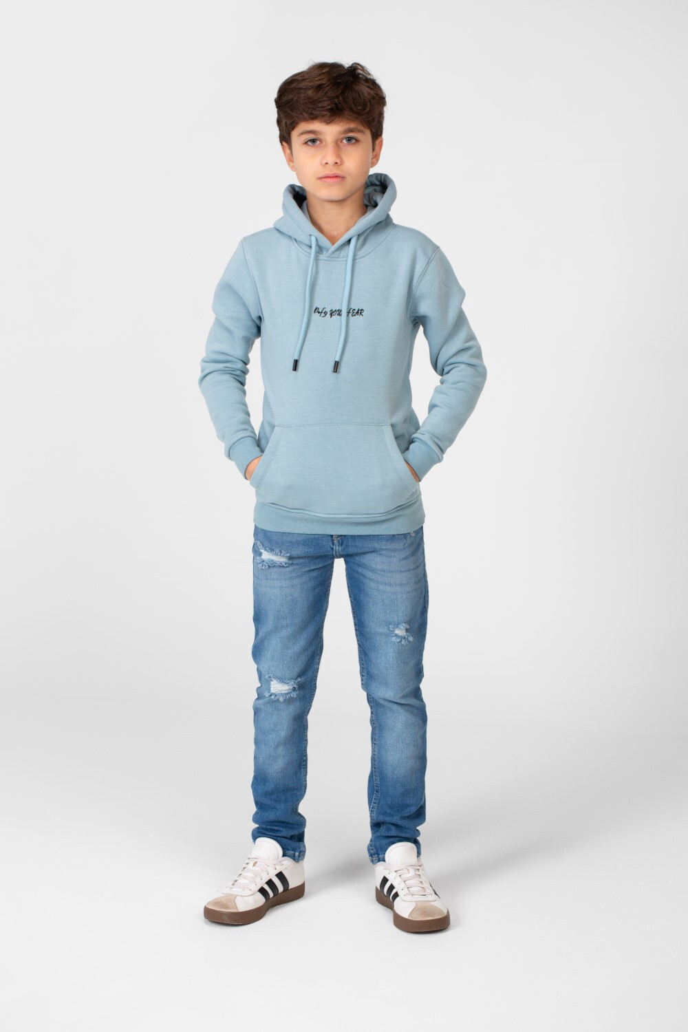 Boy's Melton Hoodie Sweatshirt With Kangaroo Pocket On The Front