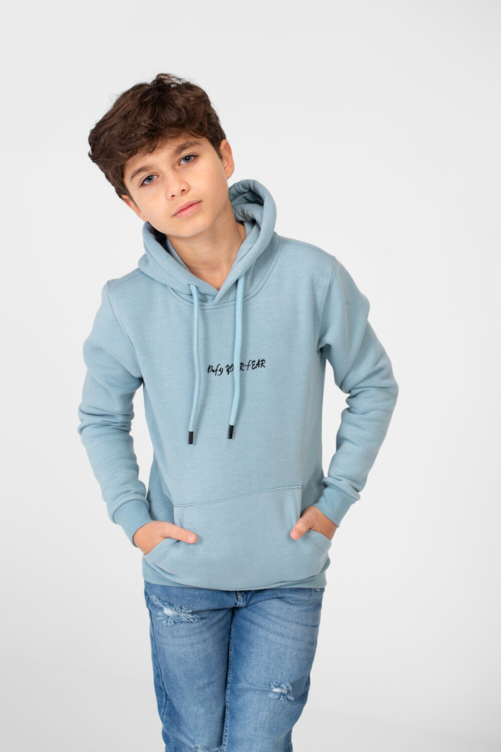Boy's Melton Hoodie Sweatshirt With Kangaroo Pocket On The Front