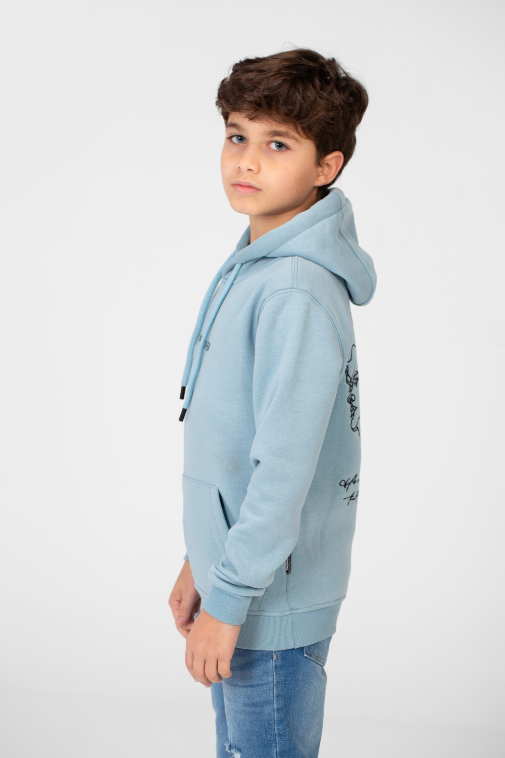 Boy's Melton Hoodie Sweatshirt With Kangaroo Pocket On The Front