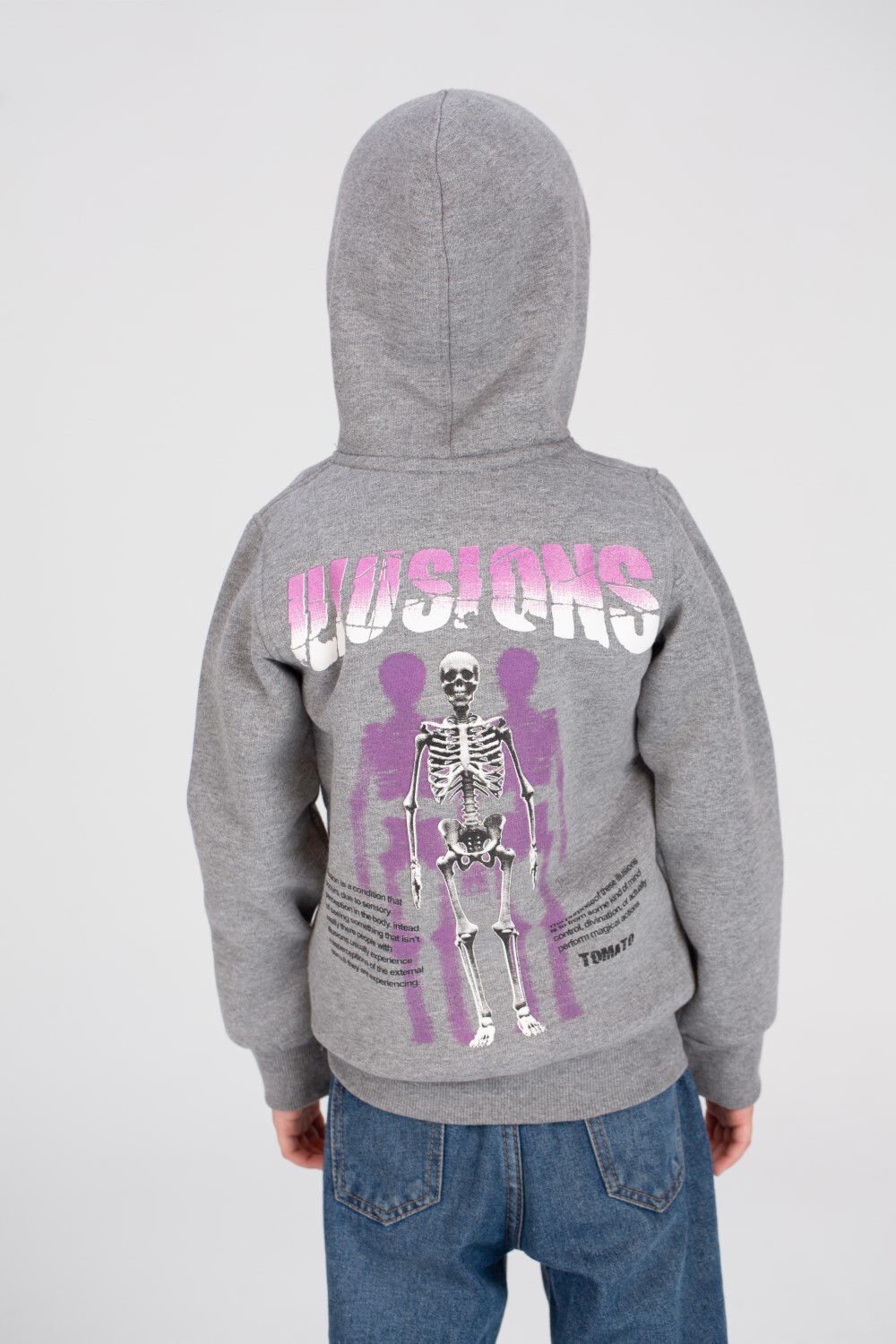 Boy's Hoodie Front & Back Printed Hooded Comfort Melton Padded Sweatshirt