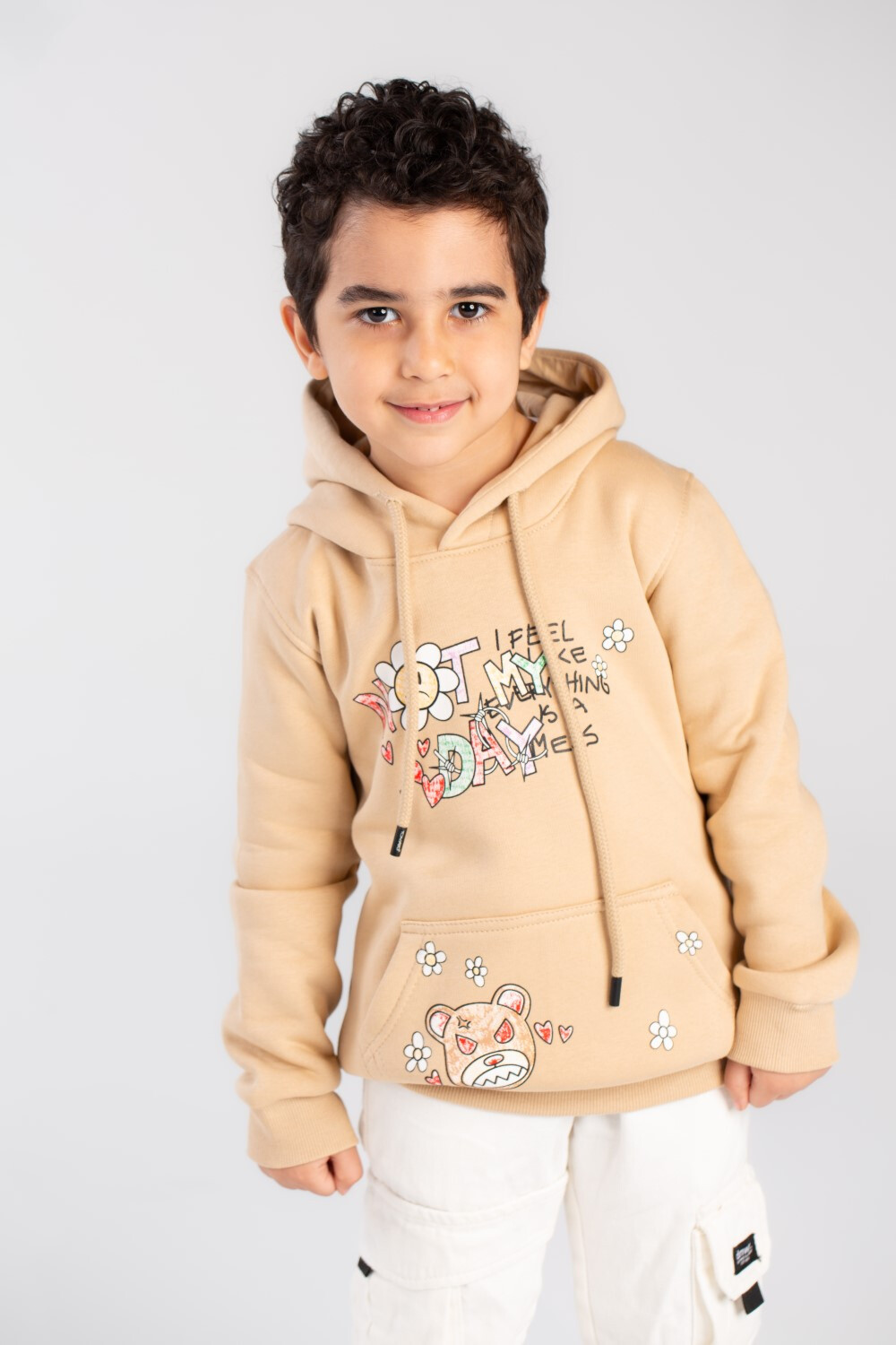 Boy's Hoodie Padded Front & Back Printed Hooded Comfort Melton Sweatshirt