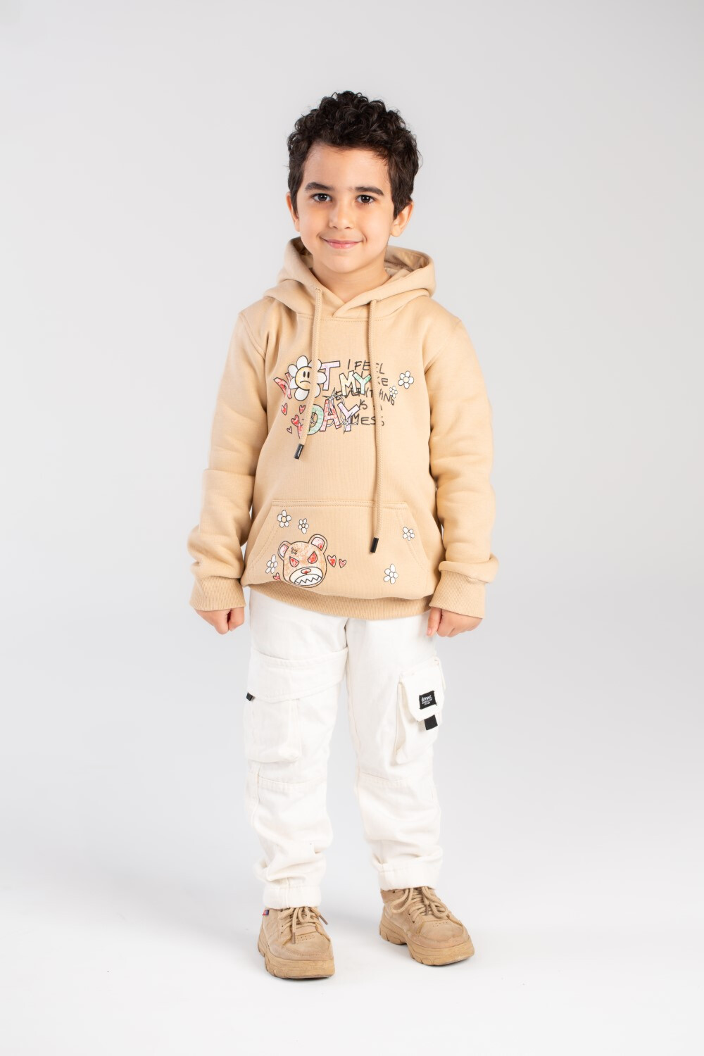 Boy's Hoodie Padded Front & Back Printed Hooded Comfort Melton Sweatshirt