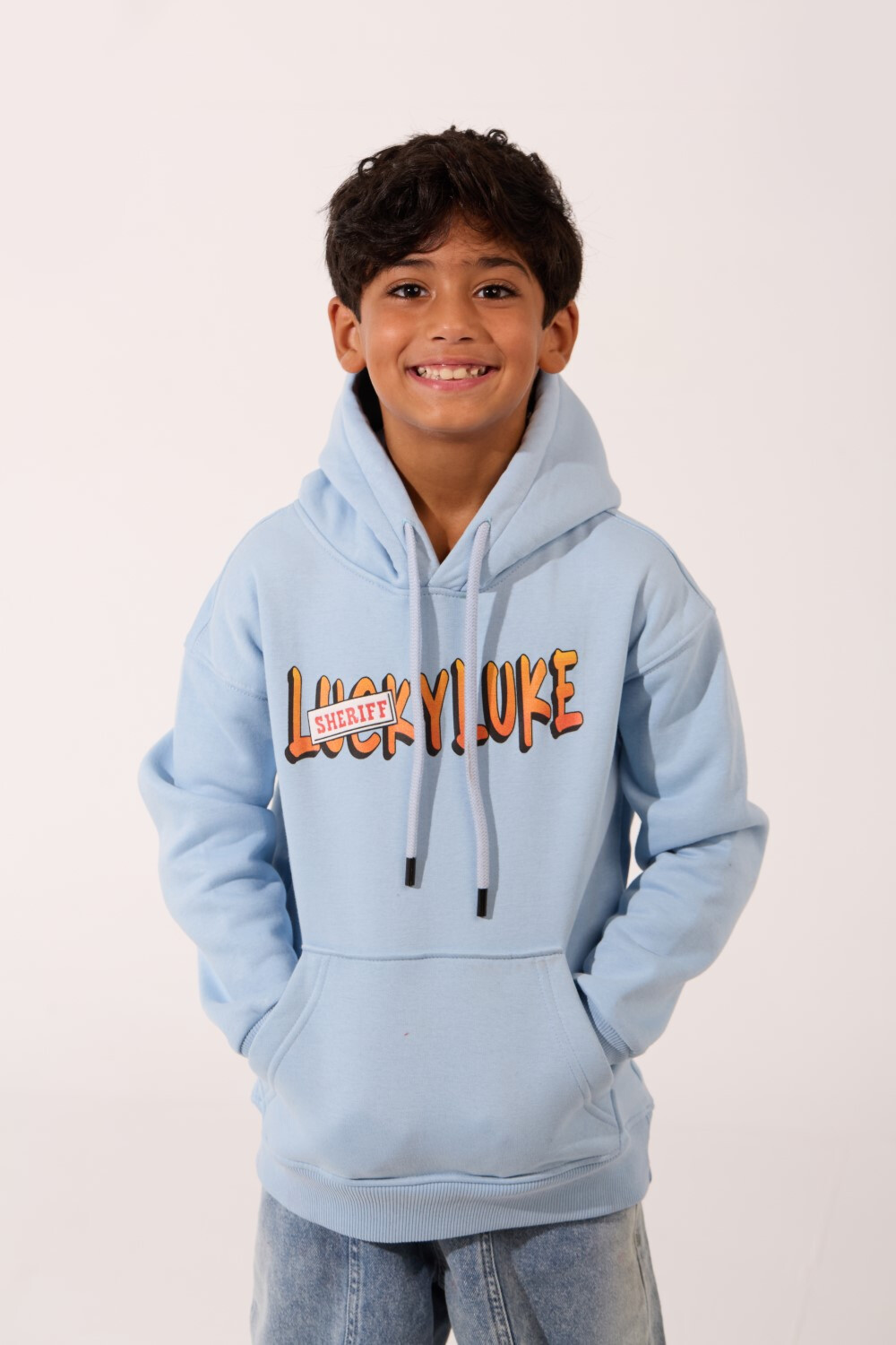 Boy's Oversized Melton Hoodie Sweatshirt With Back Graphic Print And Front Pocket