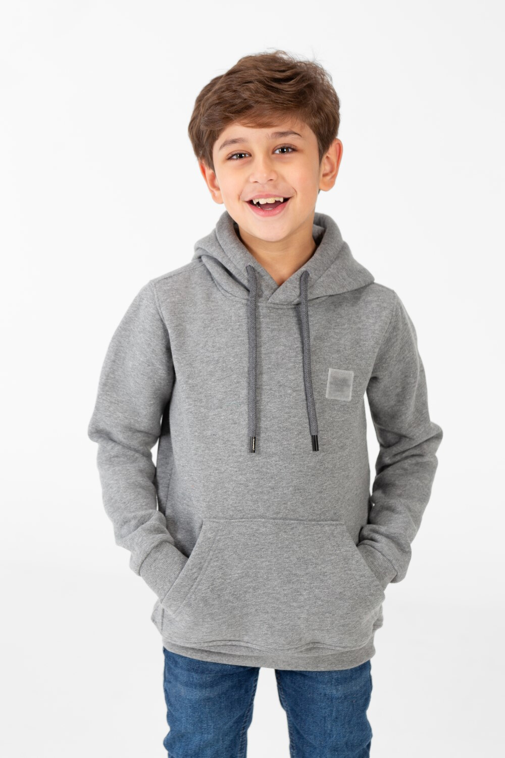 Boy's Basic Plain Hoodie Sweatshirt With Kangaroo Pocket
