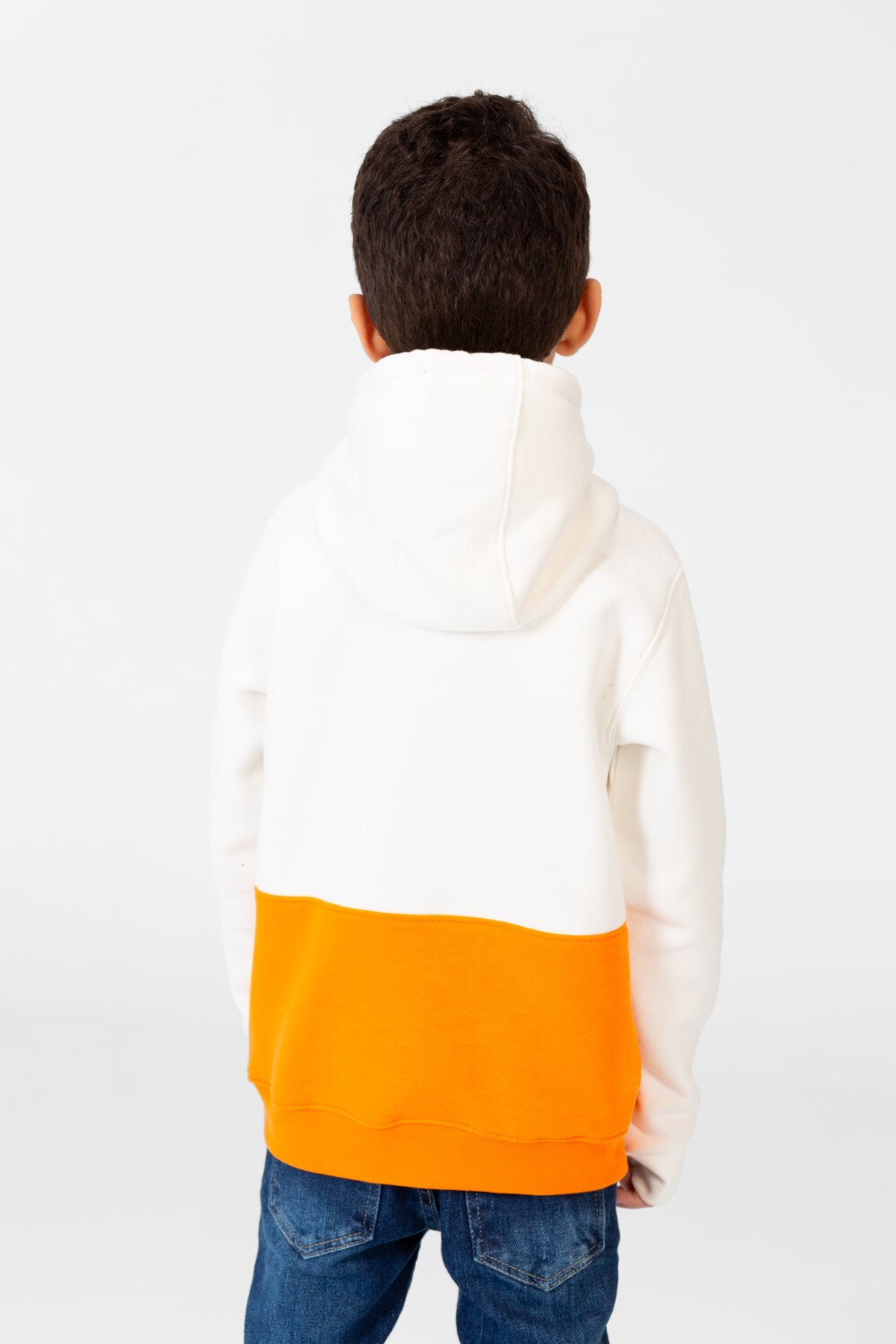 Boy's Hoodie Sweatshirt With Color Block And Text Print On The Front