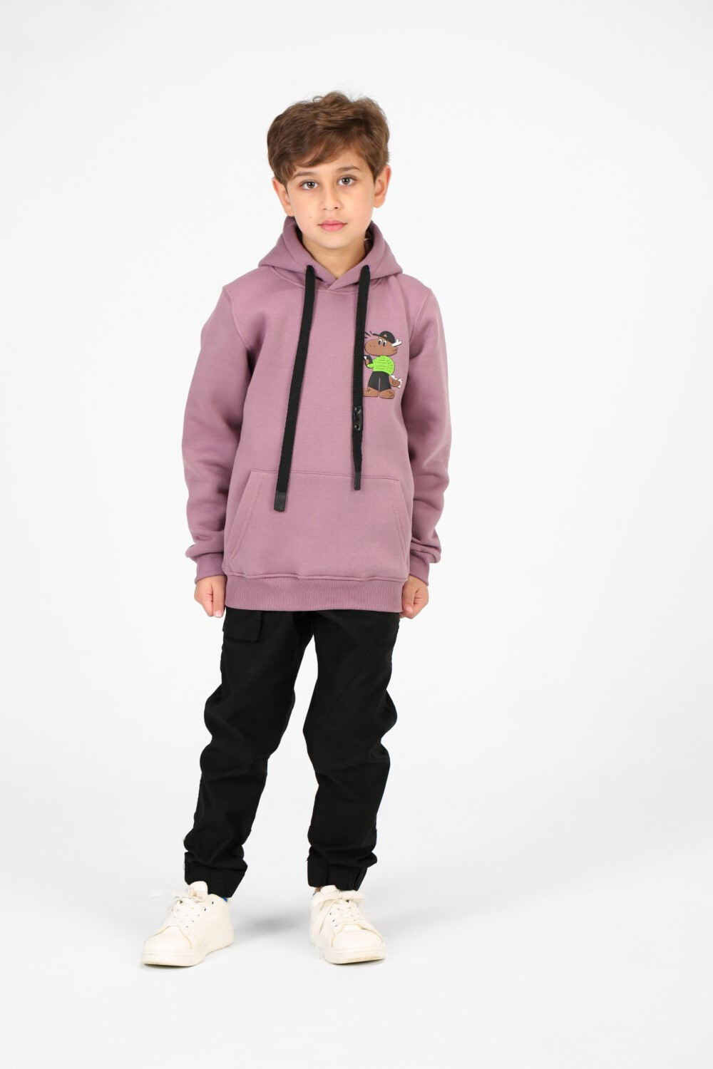 Boy's Printed Hoodie With Long Sleeves And Kangaroo Pocket
