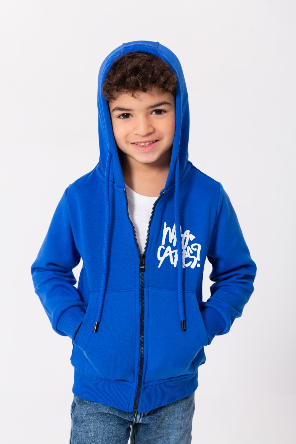 Boy's Padded Hooded Full Zipper Front & Back Print Sweatshirt